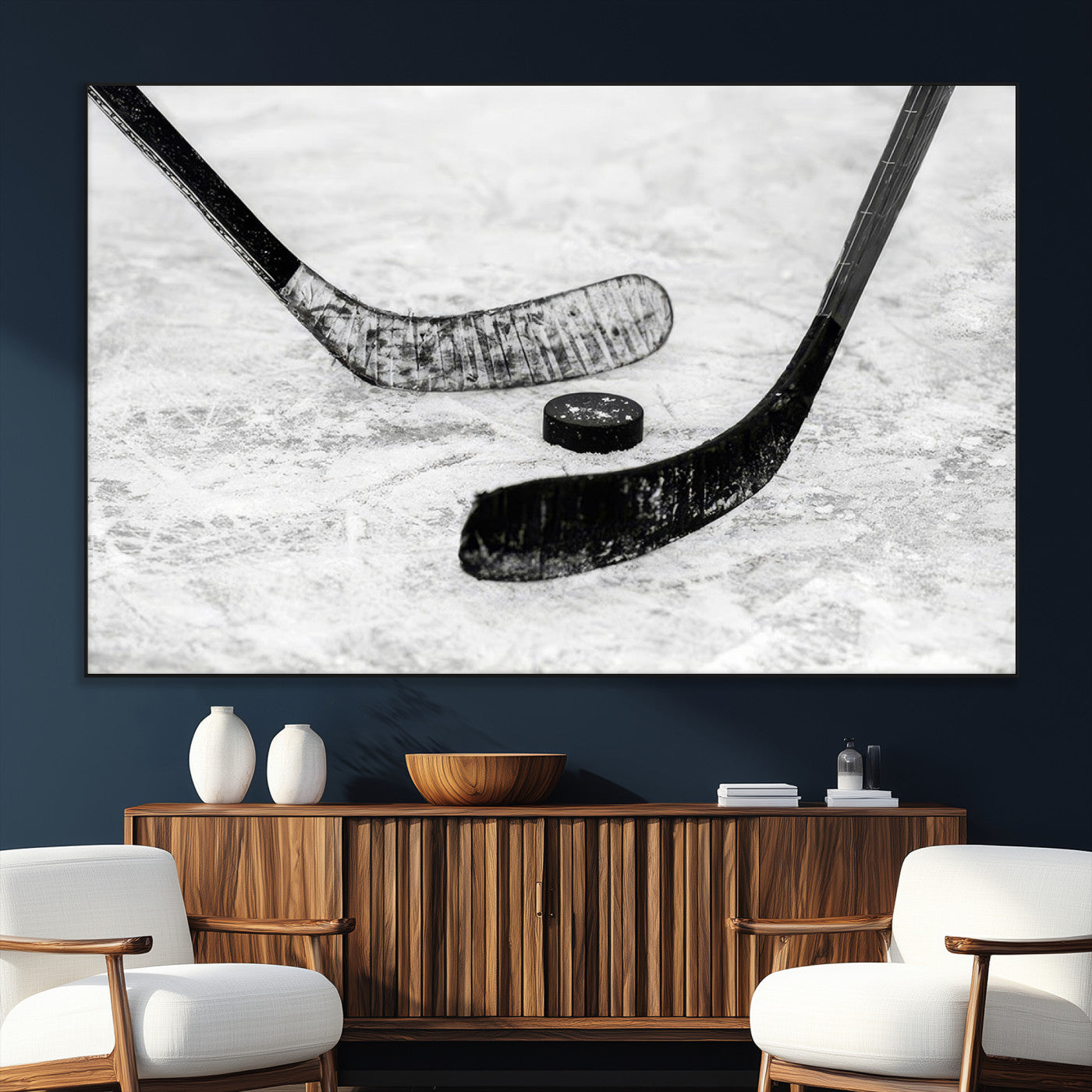 SEG-FC-51X34_Oversize - Winter Ice Hockey Sport Canvas Wall Art Print - Hockey Wall Art Print