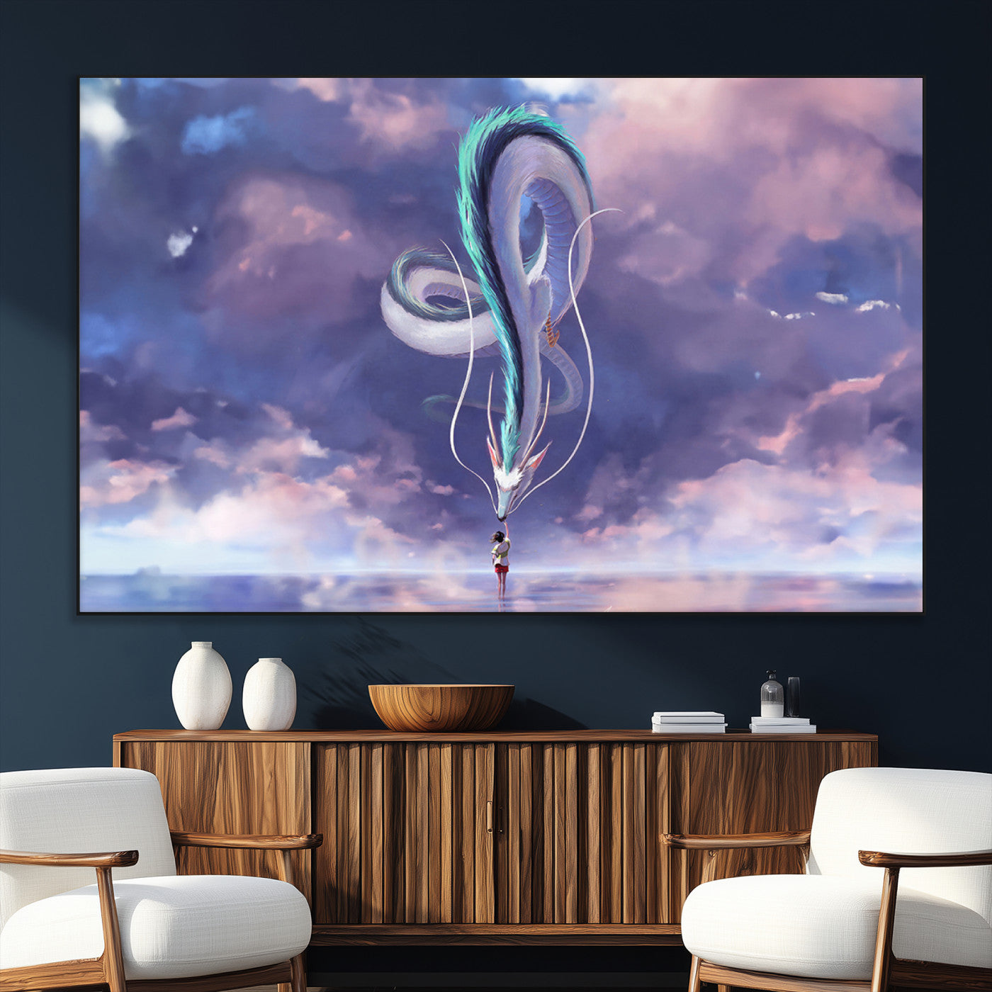 SEG-FC-51X34_Oversize - Spirited Away Haku and Chihiro Poster - Anime Lover - Hayao Miyazaki - Studio Ghibli Poster - Anime