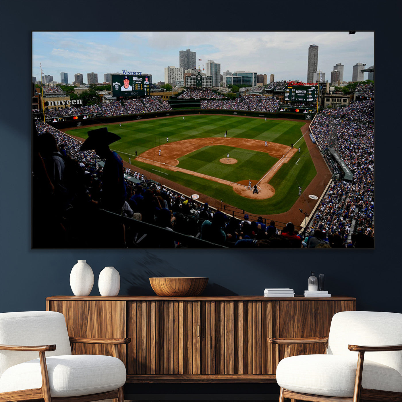 34859-SEG-FC-51X34_Oversize_Oversize-Chicago Cubs Baseball Team Print - Wrigley Field Stadium Wall Art Canvas Print