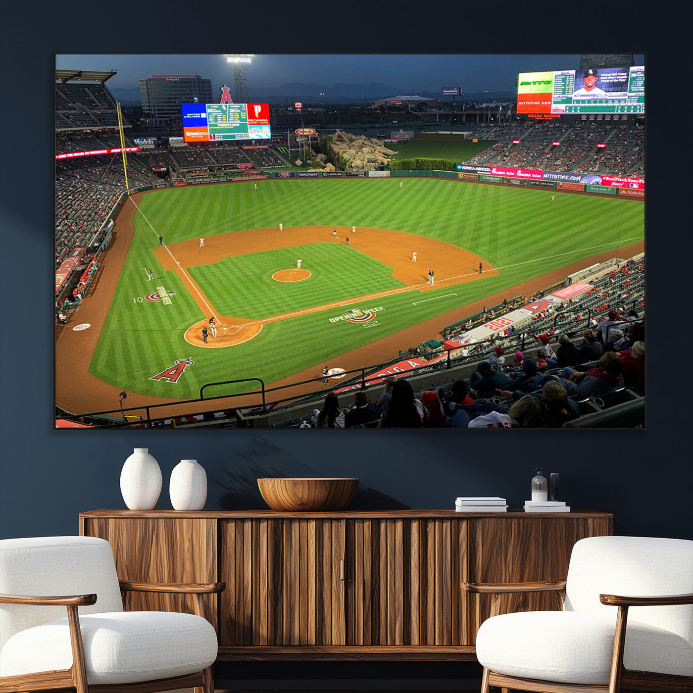 93707-SEG-FC-51X34_Oversize_Oversize-Angel Stadium Aerial Canvas Print – Los Angeles Angels Baseball Canvas Print, Framed, Ready to Hang