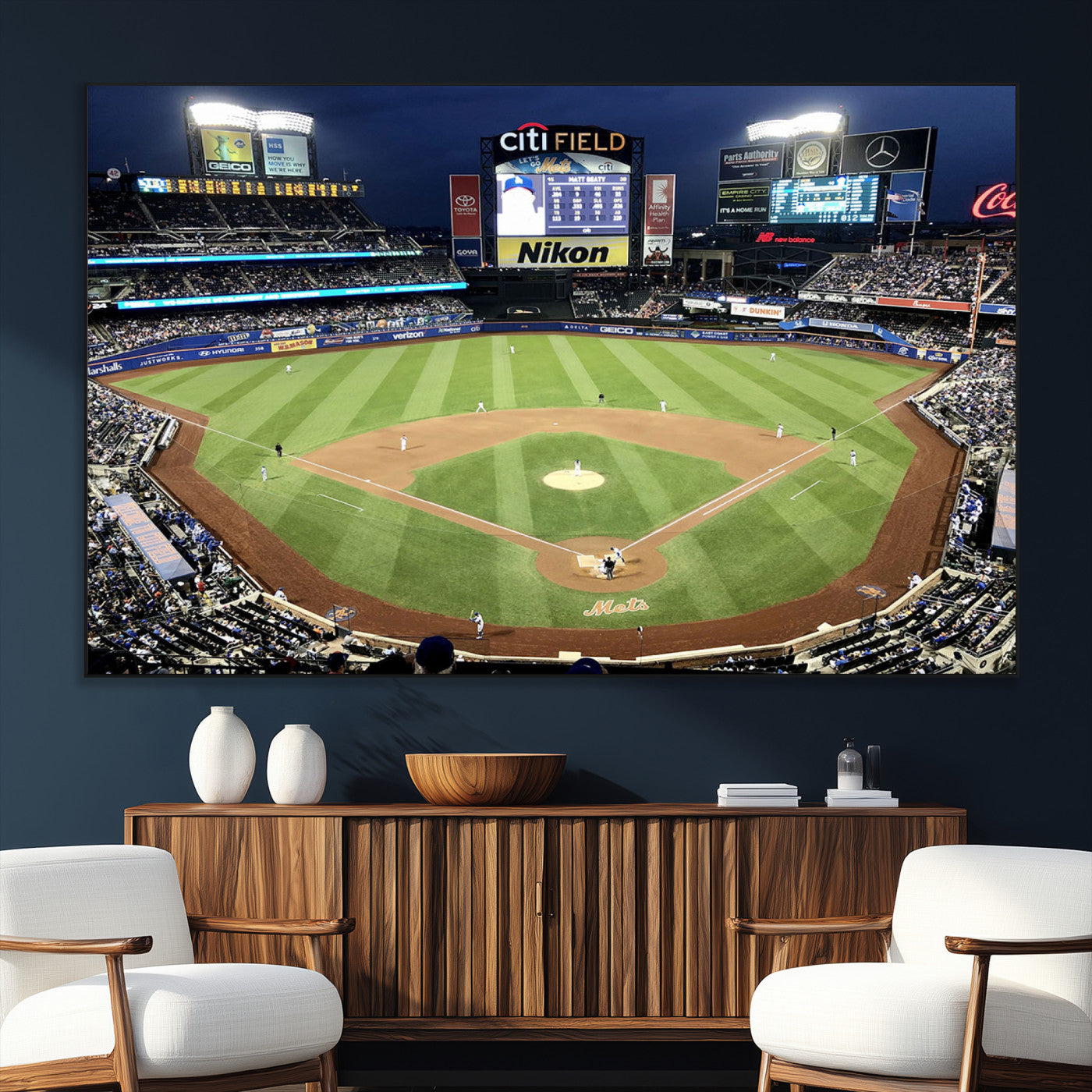 87666-SEG-FC-51X34_Oversize_Oversize-Citi Field Wall Art Print | 3-Panel New York Mets Baseball Stadium Canvas Print | Framed Sports
