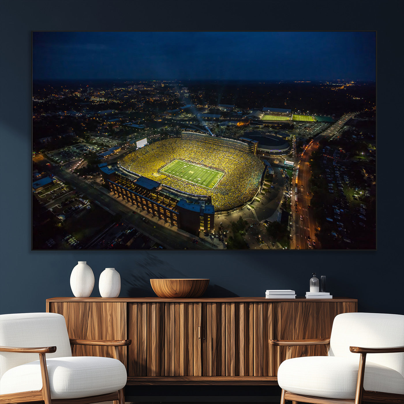 52519-SEG-FC-51X34_Oversize_Oversize-Michigan Wolverines Football Team Print - Michigan Stadium Wall Art Canvas Print