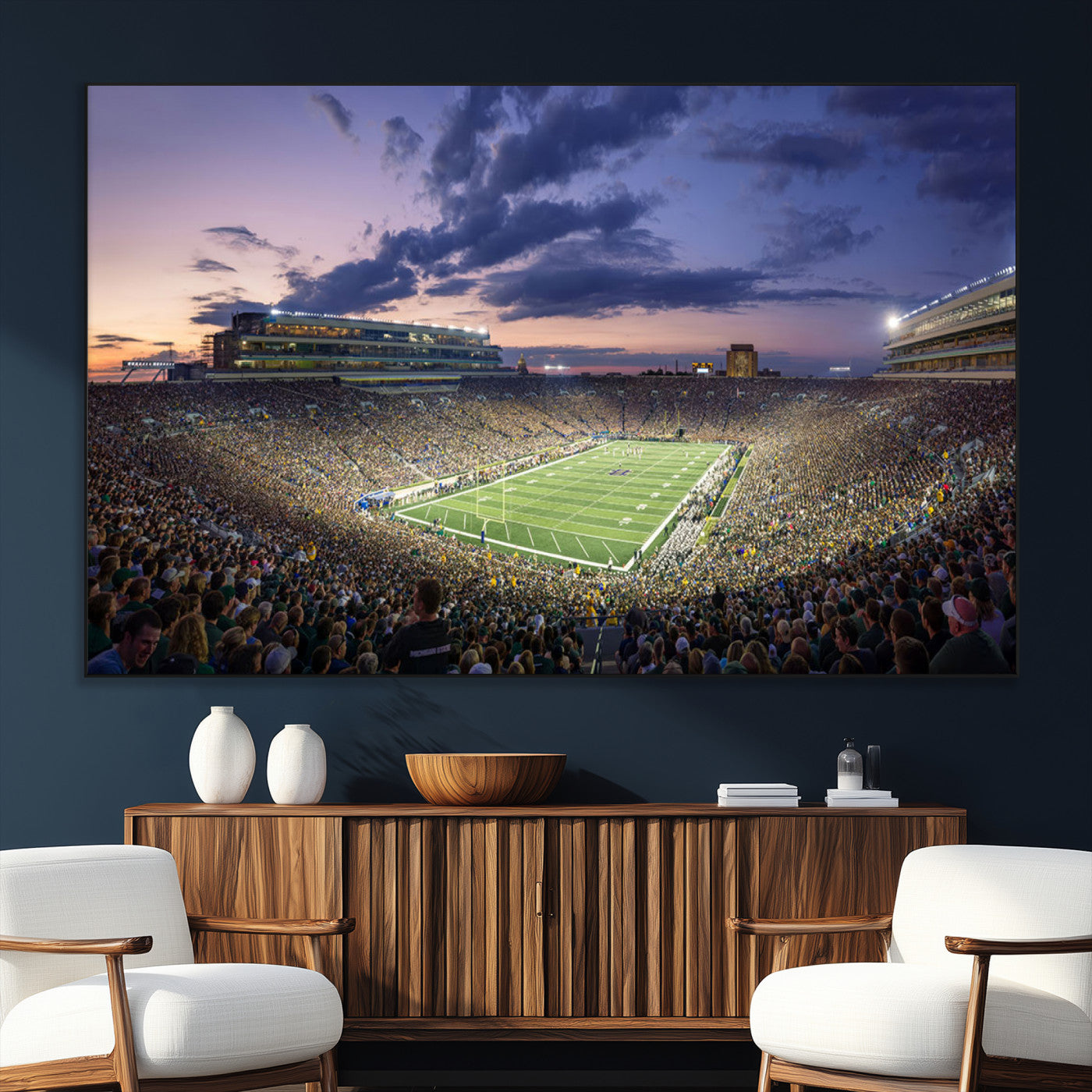 SEG-FC-51X34_Oversize - Notre Dame Fighting Irish Football Team Print - Notre Dame Stadium Wall Art Canvas Print