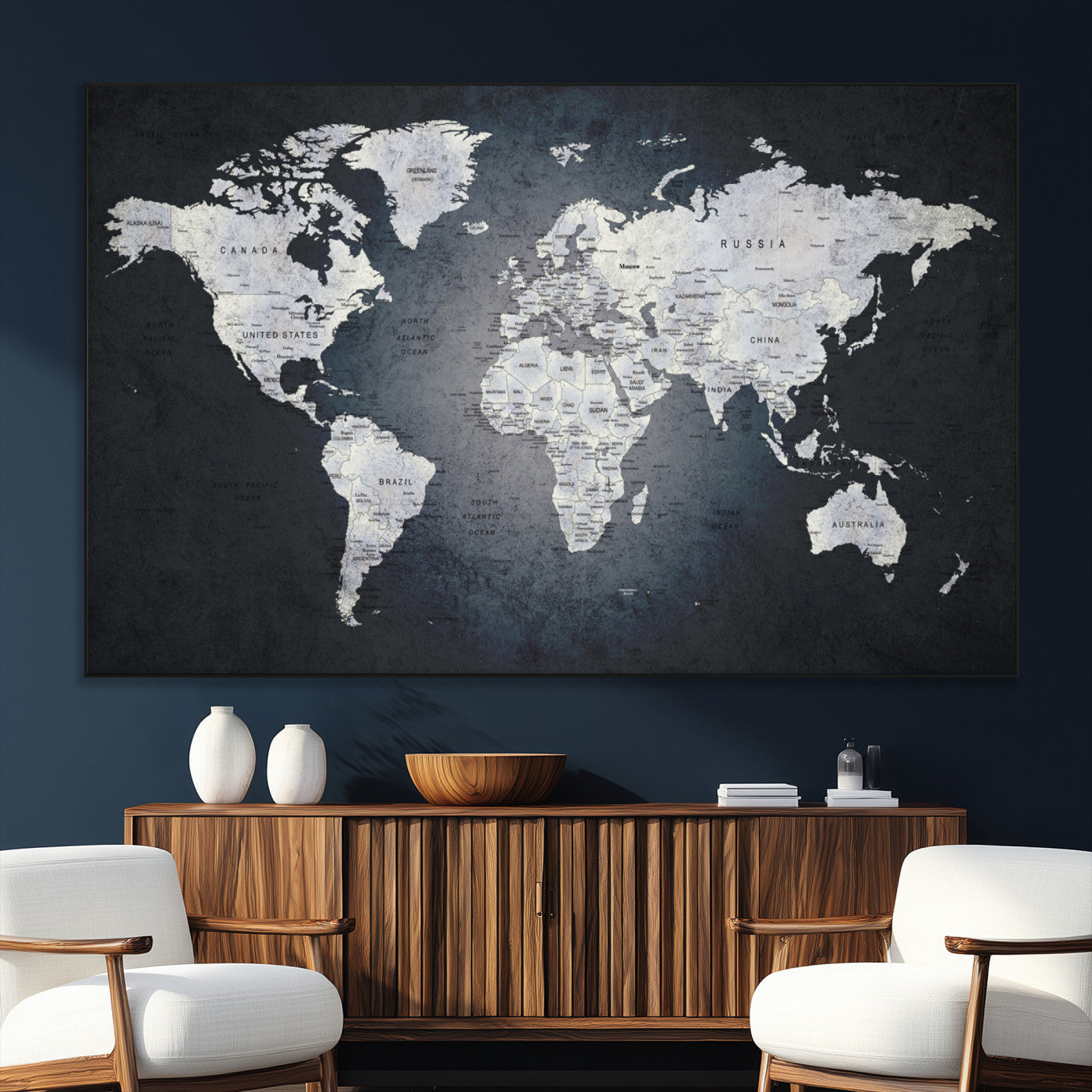 SEG-FC-51X34_Oversize - World Map Wall Art Canvas Print for Home and Office Decor