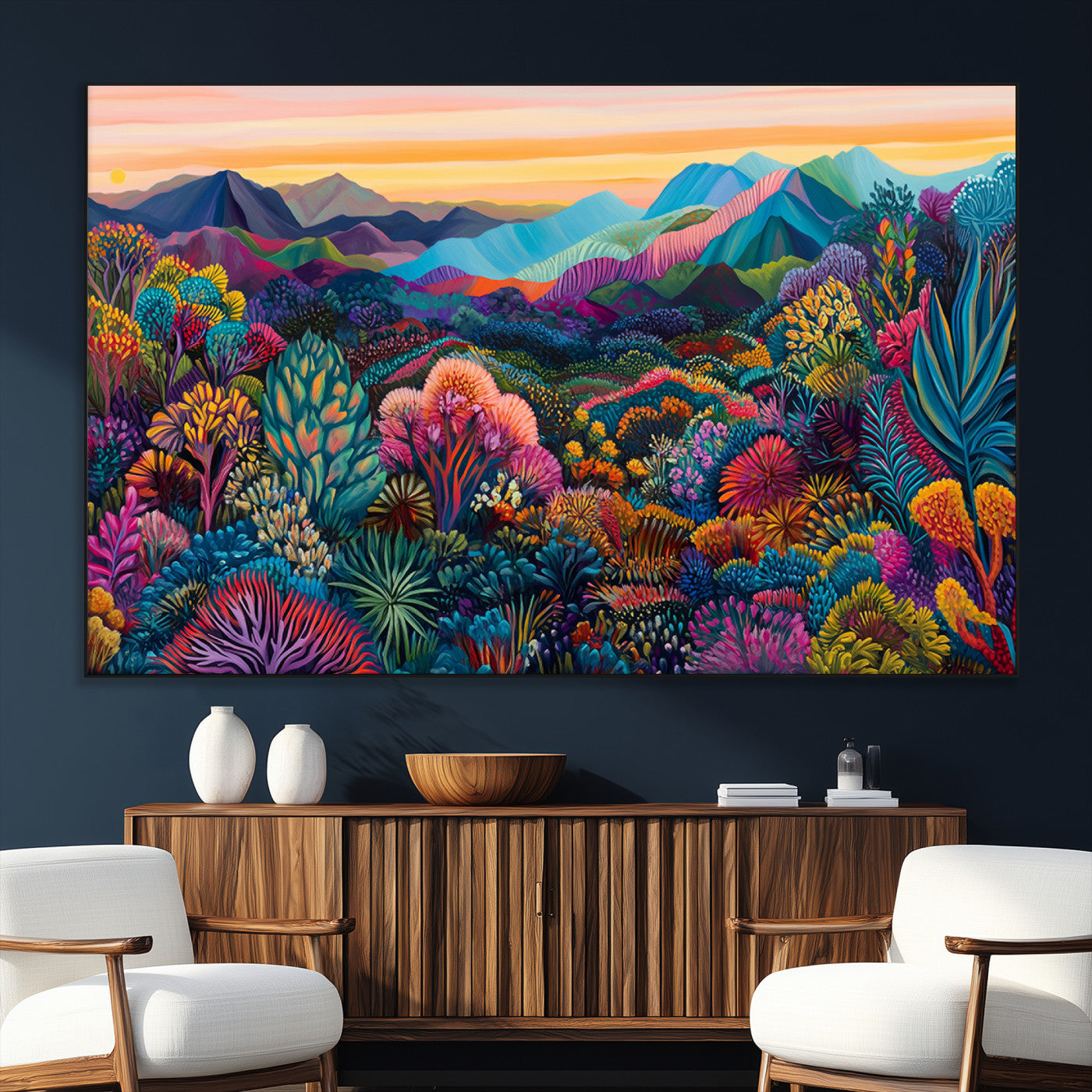 SEG-FC-51X34_Oversize - Colorful Abstract Landscape Wall Art Print Canvas - Vibrant Modern Decor for Living Room, Office, or