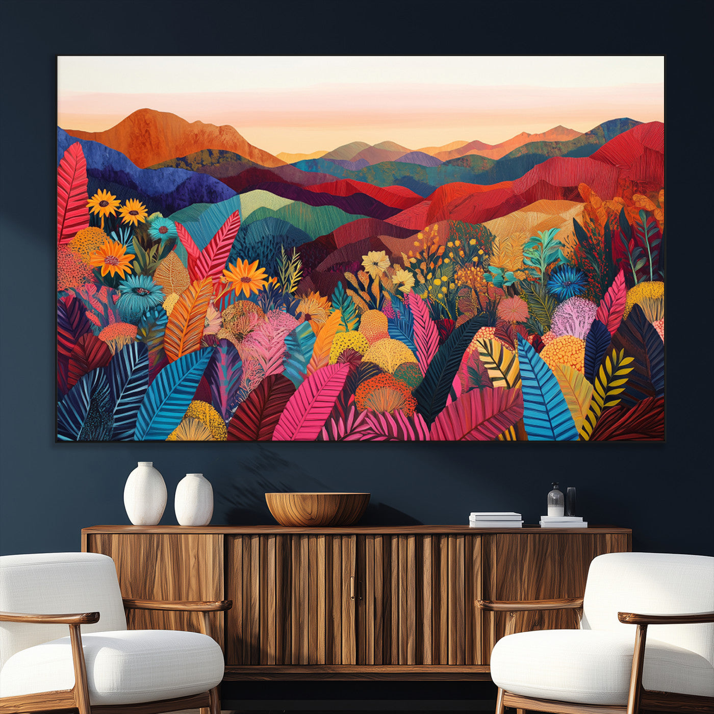 SEG-FC-51X34_Oversize - YAYOI KUSAMA Abstract Print - Landscape Canvas Wall Art Print - Vibrant Modern Decor for Living