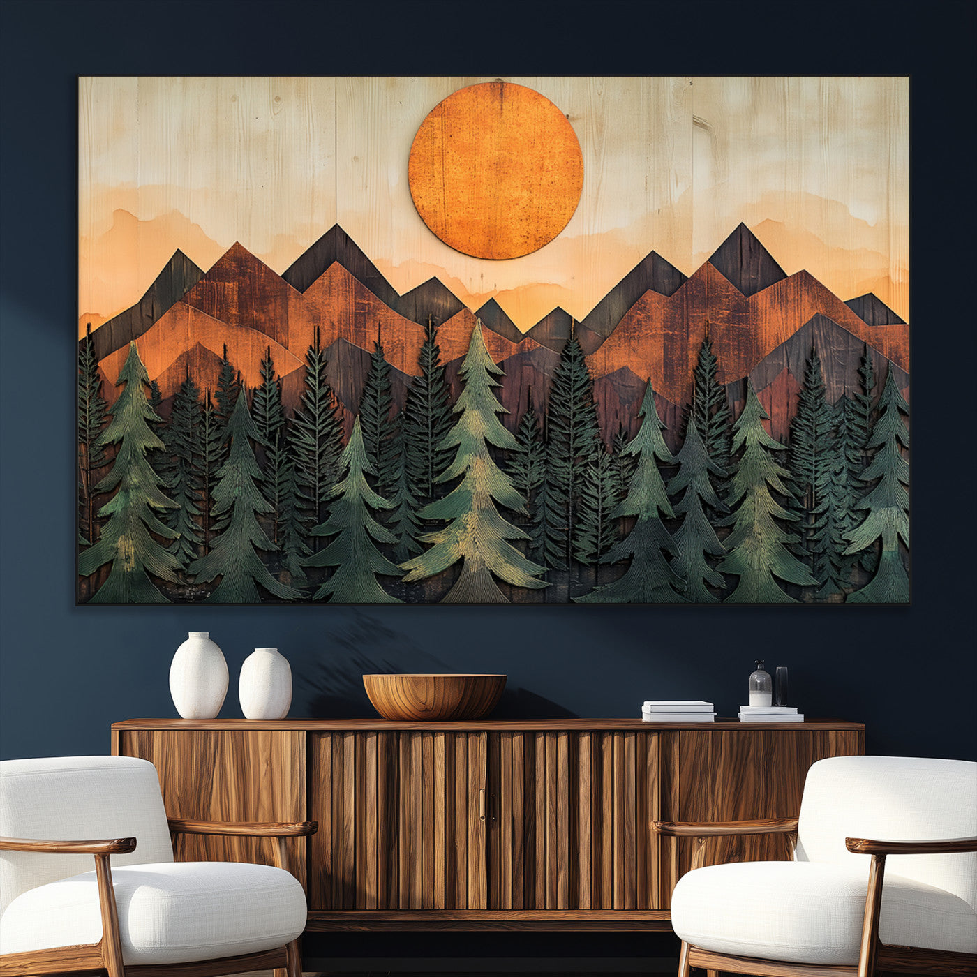 SEG-FC-51X34_Oversize - Sunset Mountain Landscape Canvas Wall Art Print - Nature Decor for Living Room, Office
