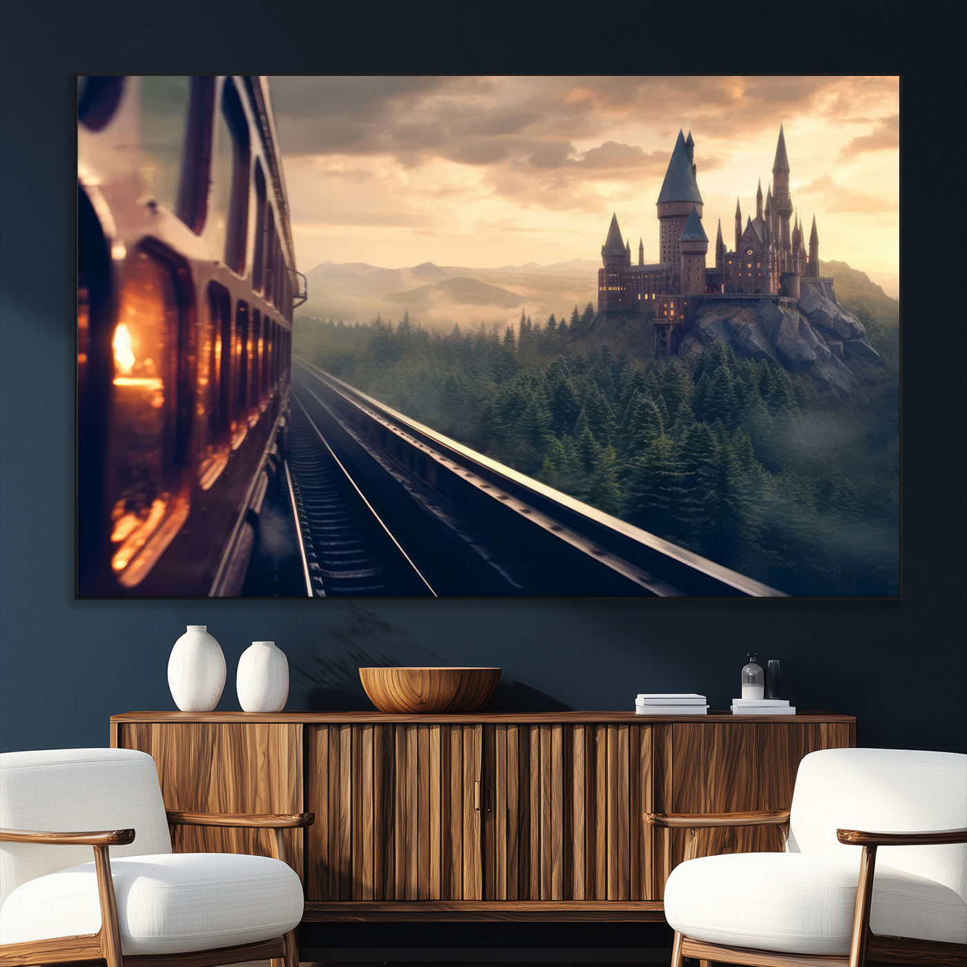 SEG-FC-51X34_Oversize - Harry Castle Wall Art Canvas Print, Wizard School Wall Art Print, Movie Wall Art Print