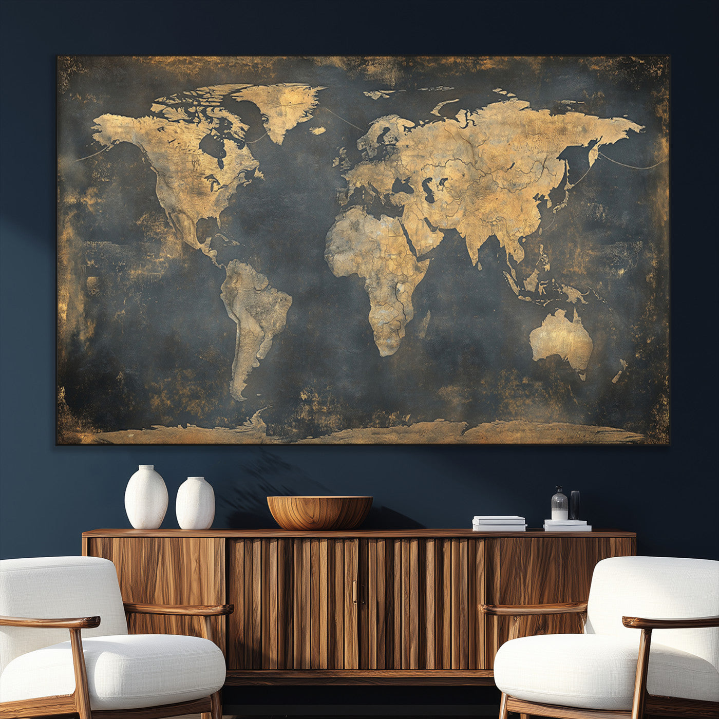 SEG-FC-51X34_Oversize - Push Pin World Map Canvas Print – Framed Wall Art for Couples to Track Their Travels – Anniversary