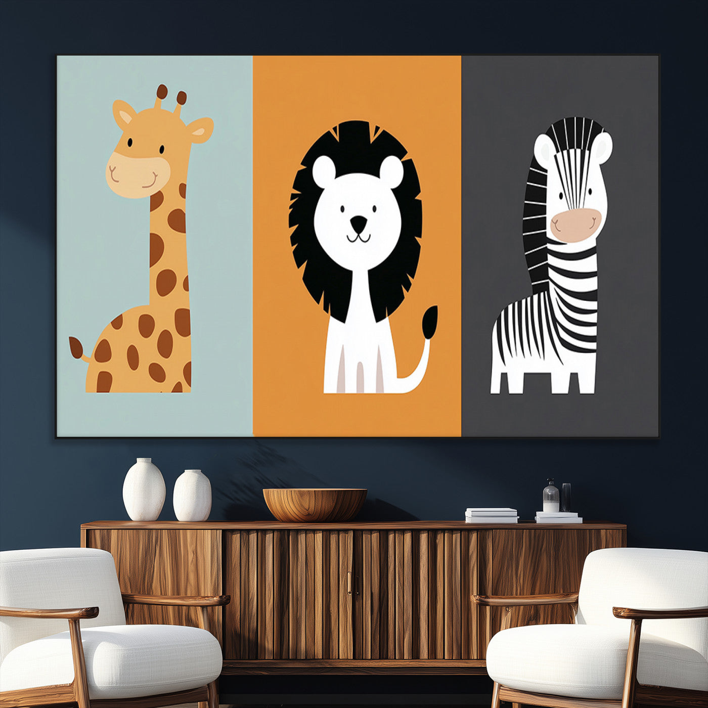 SEG-FC-51X34_Oversize - Boho Jungle Animal Nursery Wall Art Prints - Safari Decor in Earth Tones for Modern and Stylish