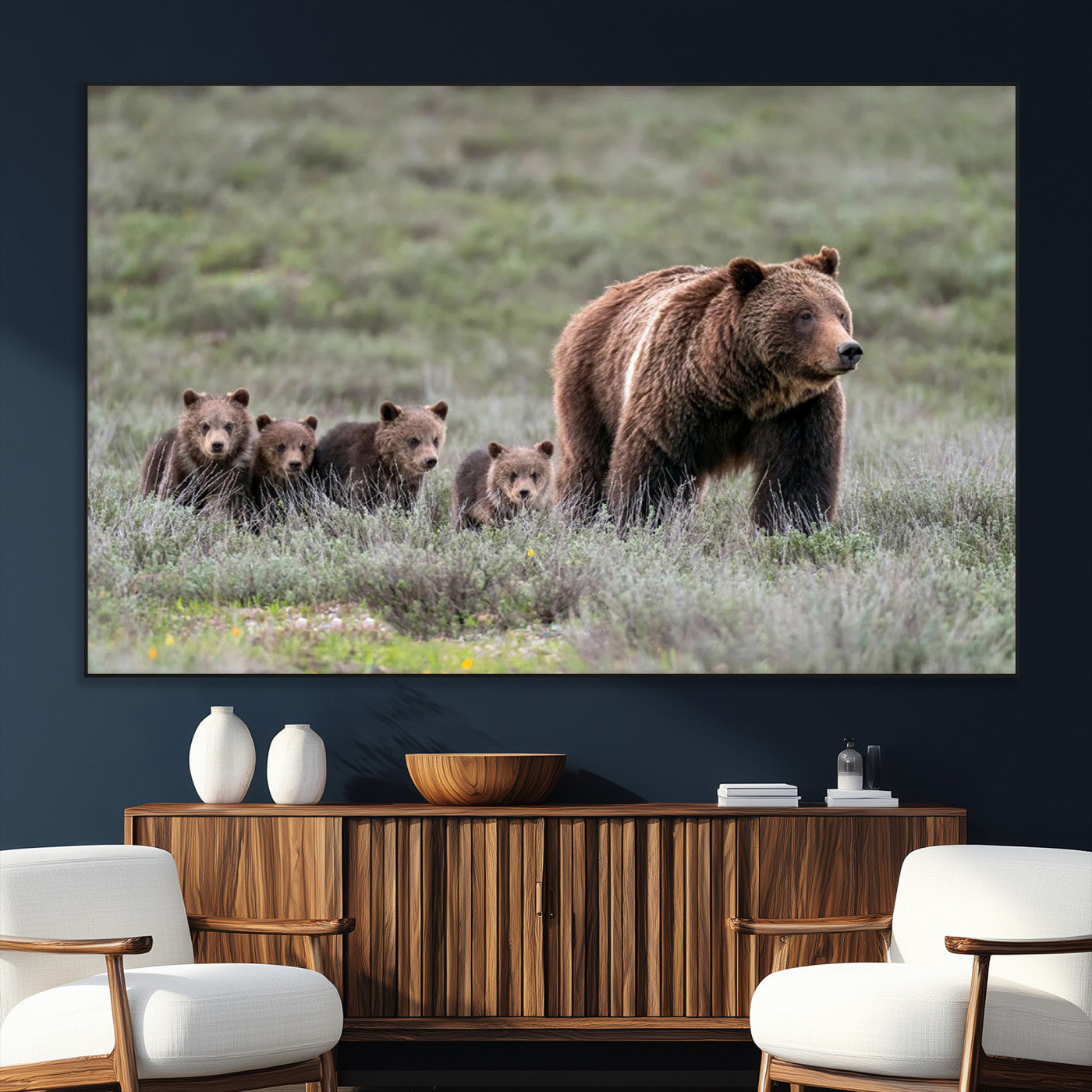SEG-FC-51X34_Oversize - Wildlife Photography of 399 Grizzly Bear Cubs | Queen of the Tetons Canvas Wall Art Print