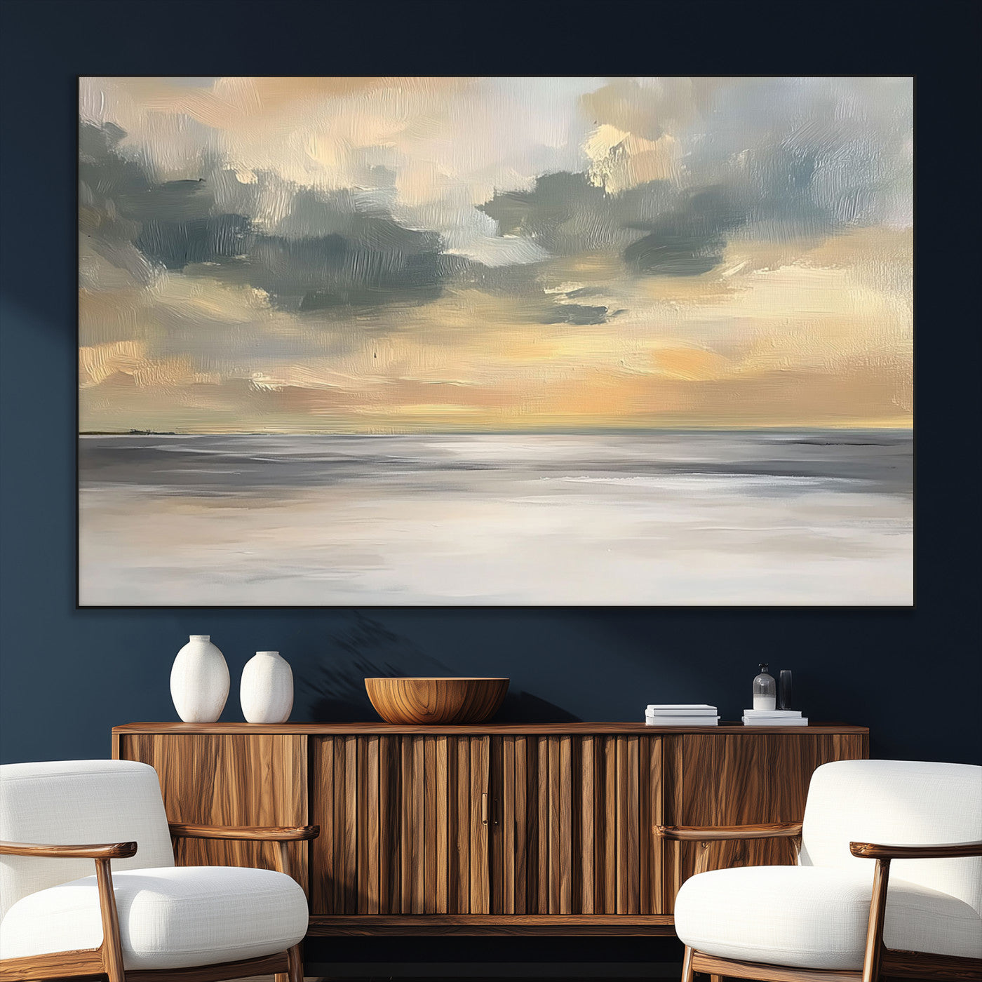 SEG-FC-51X34_Oversize - Modern Coastal Artwork with Vibrant Abstract Ocean Waves Wall Art Canvas Print for Contemporary