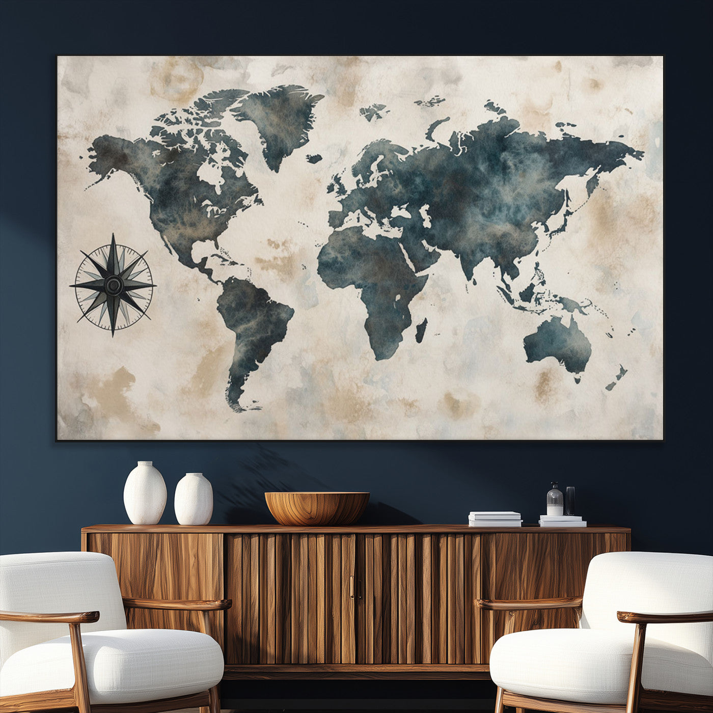 SEG-FC-51X34_Oversize - Push Pin World Map Canvas Print – Framed Wall Art for Couples to Track Their Travels – Anniversary