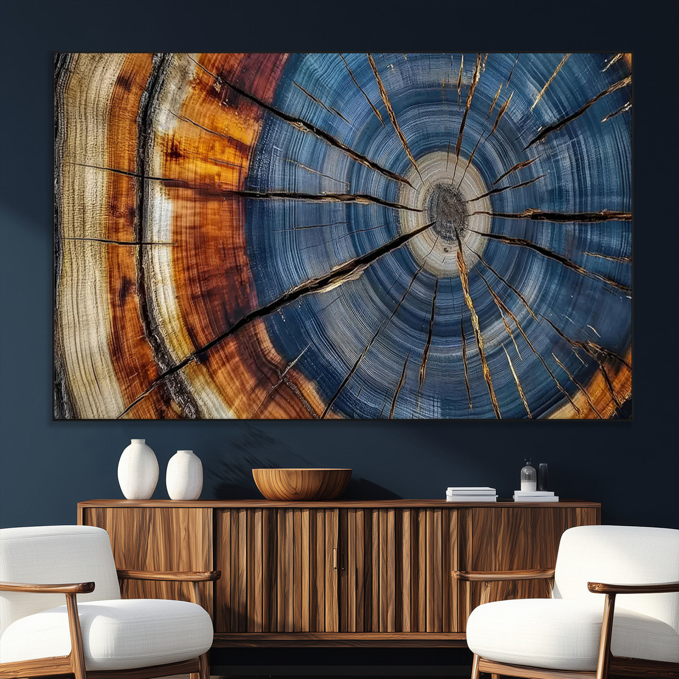 SEG-FC-51X34_Oversize - Abstract Tree Rings Canvas Wall Art - Wood Grain Canvas Print - Nature-Inspired Modern Wood Grain