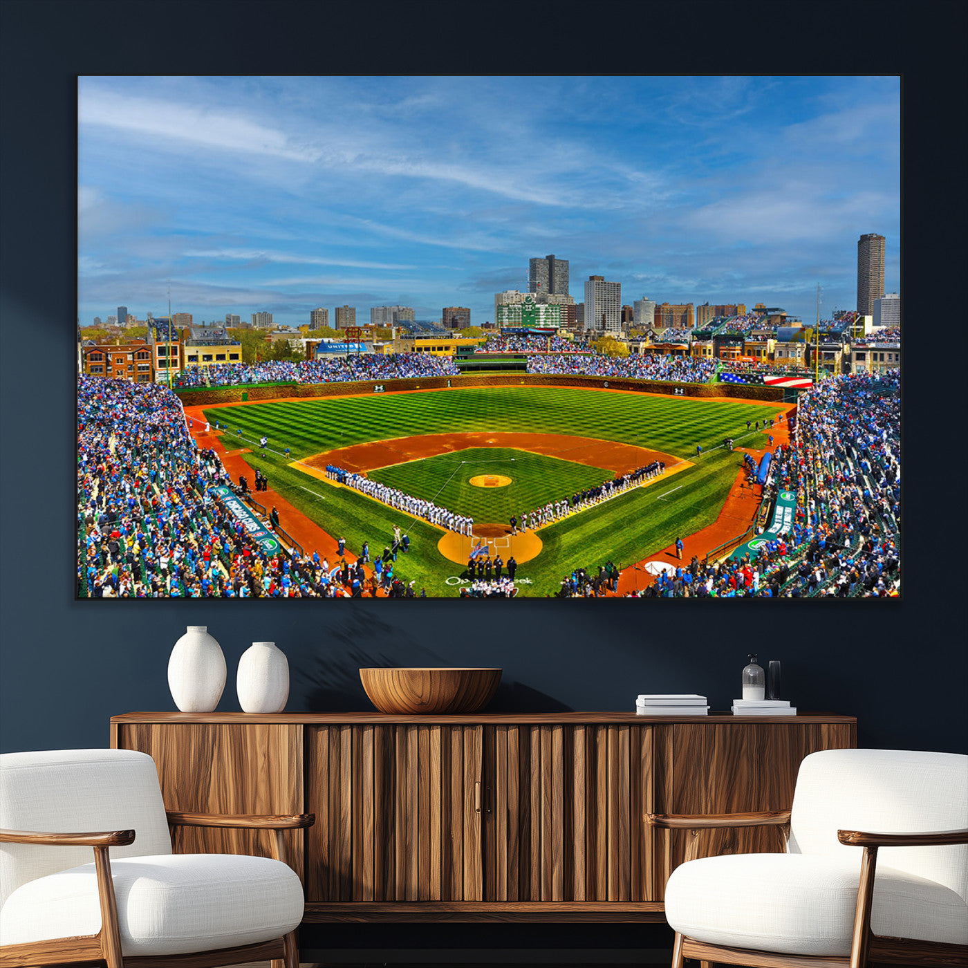 SEG-FC-51X34_Oversize - Wrigley Field Chicago Cubs Panoramic Multi Piece Canvas Wall Art - Iconic Baseball Stadium Canvas
