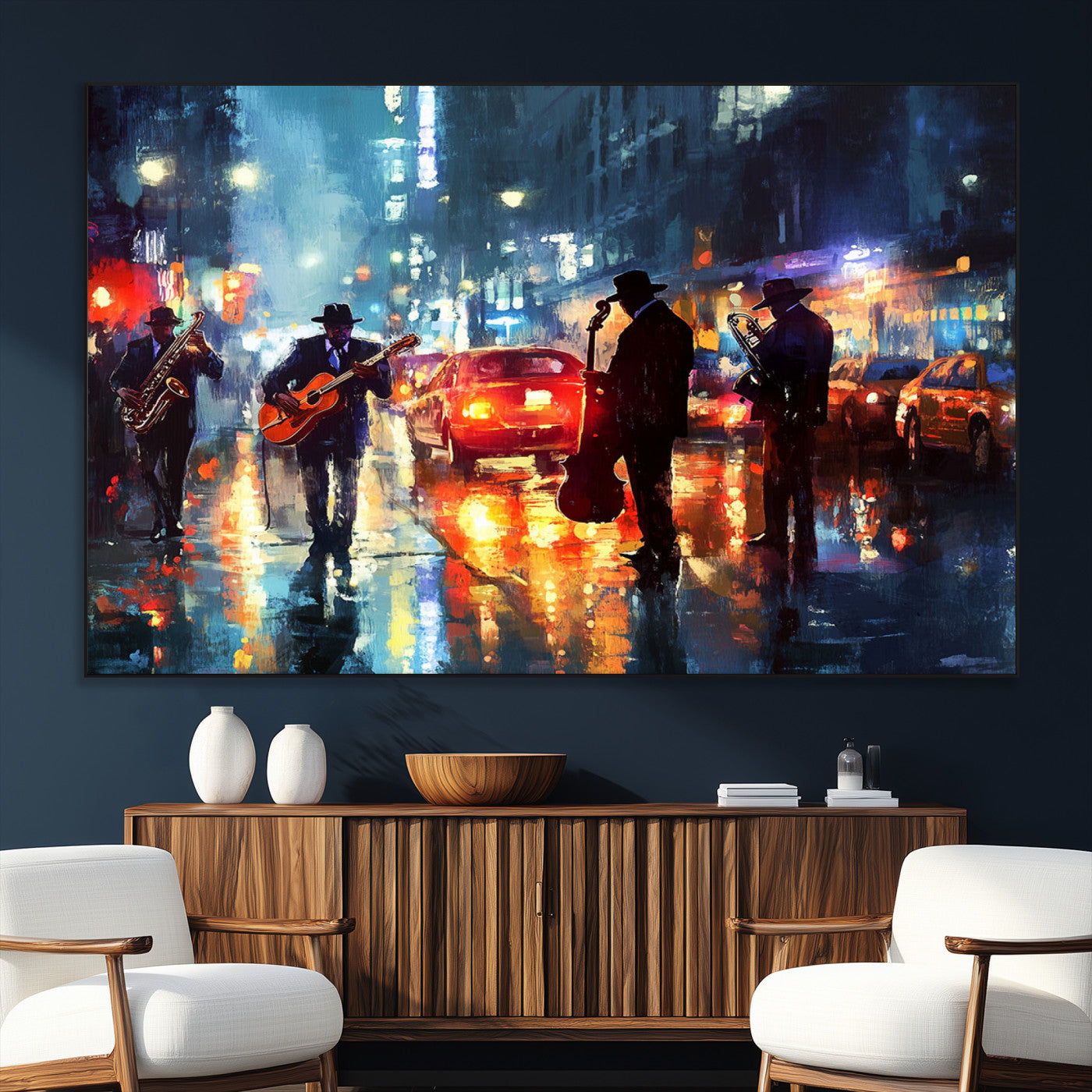 SEG-FC-51X34_Oversize - African American Jazz Canvas - Abstract Music Wall Art Print - Abstract Jazz Wall Art Framed Prints