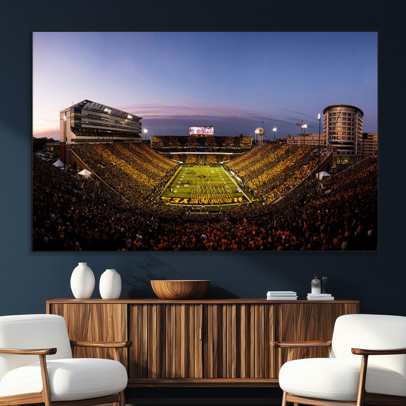SEG-FC-51X34_Oversize - Iowa Hawkeyes Kinnick Stadium Wall Art Canvas Print, Framed Iowa Hawkeyes Kinnick Stadium Canvas