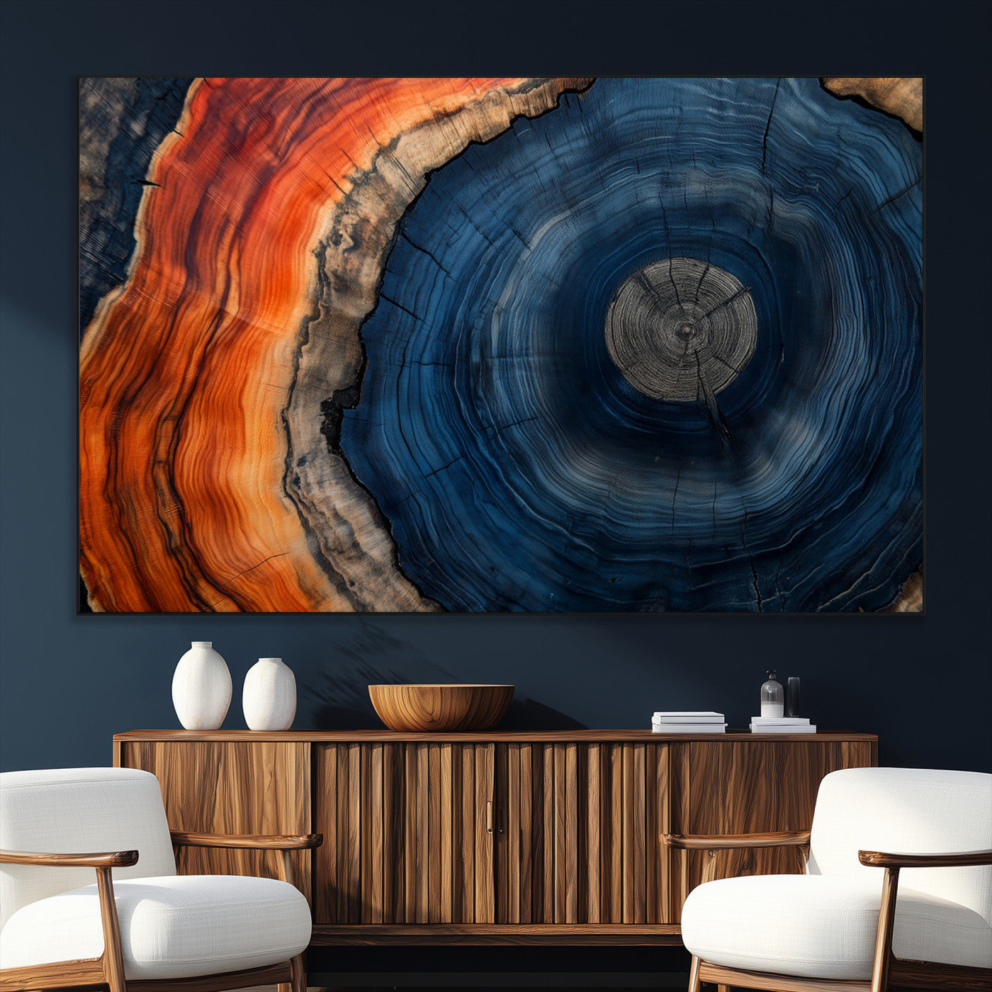 SEG-FC-51X34_Oversize - Tree Rings Wall Art Canvas Print, Rustic Wood Print, Framed Natural Texture Art Print, Wood Grain