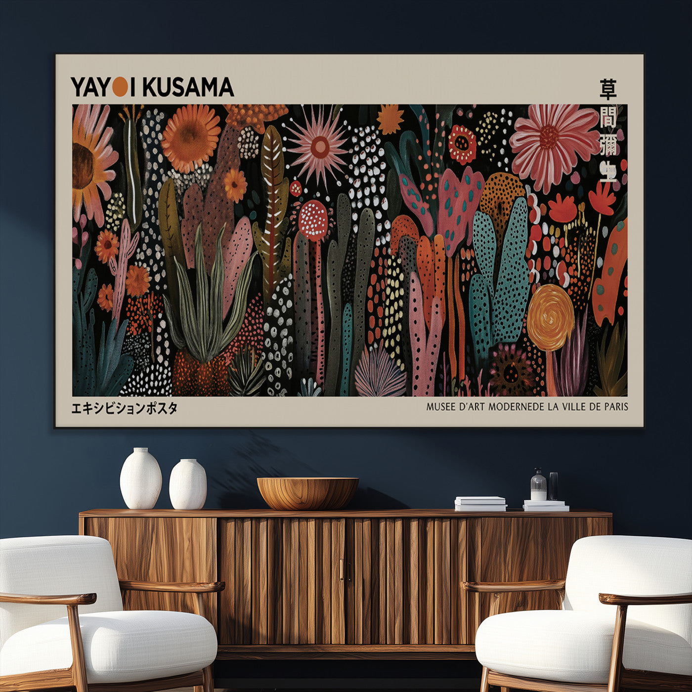 SEG-FC-51X34_Oversize - Modern Japanese Wall Art Print Yayoi Kusama Canvas Wall Art Abstract Mount Fuji Canvas Print
