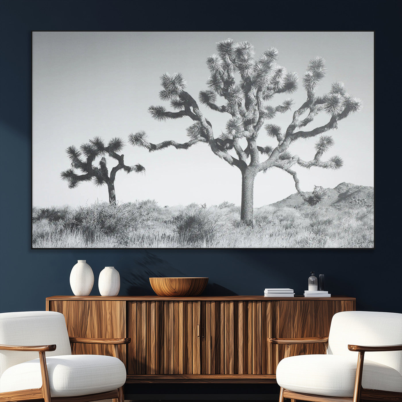 SEG-FC-51X34_Oversize - Calm Earthy Aesthetic Wall Art Canvas Print, Framed Arid Terrain Decor Art Picture Print, Joshua Tree Perfect Rustic Minimalist Decor Artwork