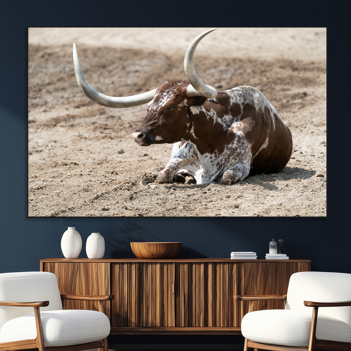76549210-SEG-FC-51X34_Oversize_Oversize-Texas Longhorn Wall Art Canvas Print, Framed Country Living Art Picture Print, Farmhouse Perfect