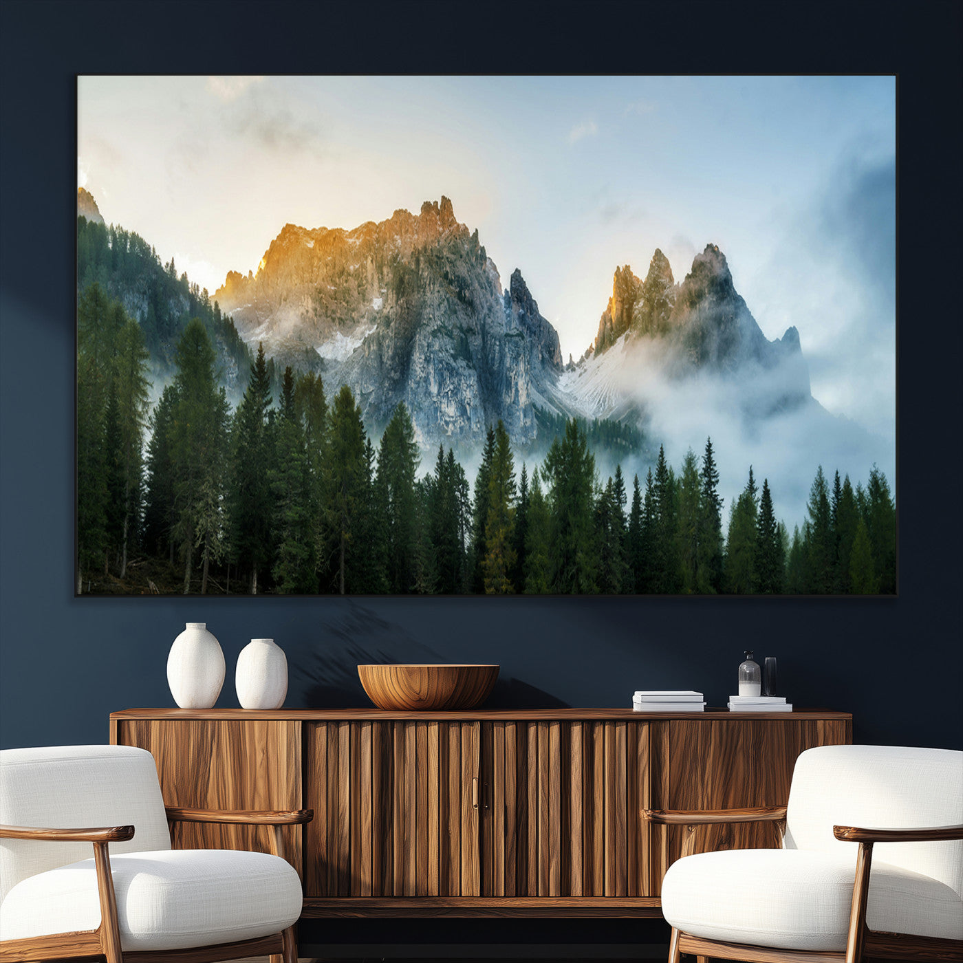 SEG-FC-51X34_Oversize - Wilderness Wall Art Wall Art Canvas Print, Framed Nature Landscape Decor Art Picture Print, Misty Forest Photography Perfect Rustic Nature Decor Artwork