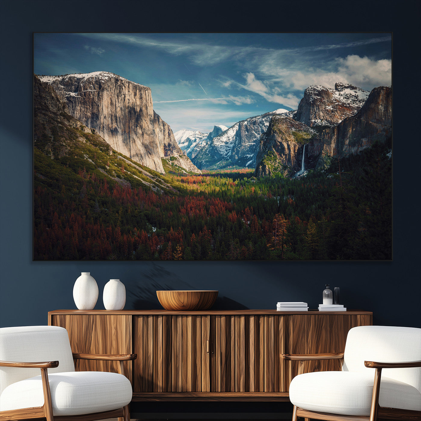 SEG-FC-51X34_Oversize - Yosemite National Wall Art Canvas Print, Framed Mountain Landscape Art Picture Print, El Capitan Perfect Rustic Farmhouse Decor Artwork