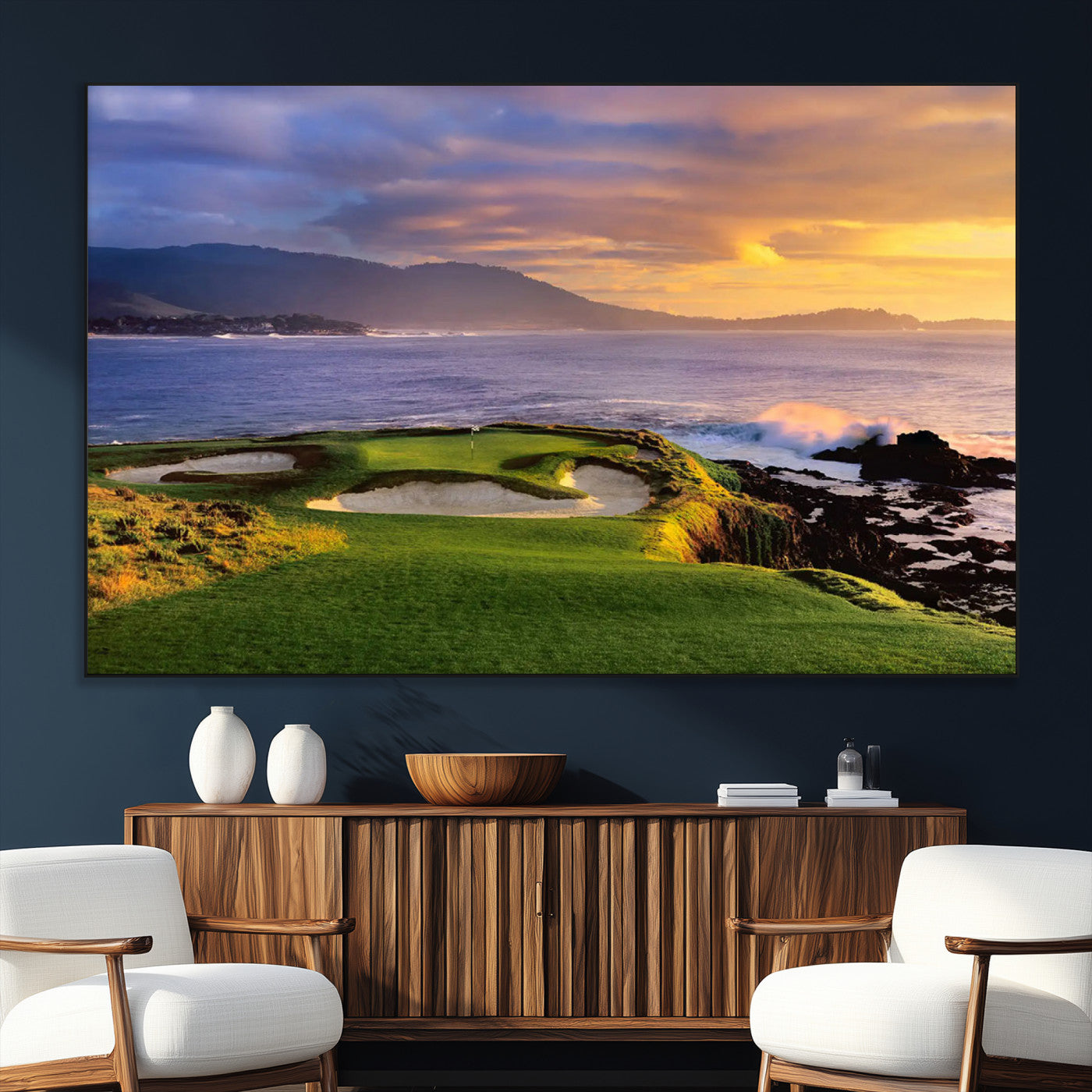 SEG-FC-51X34_Oversize - Pebble Beach Golf Links Wall Art Canvas Print – Iconic Coastal Golf Course Artwork, Perfect for