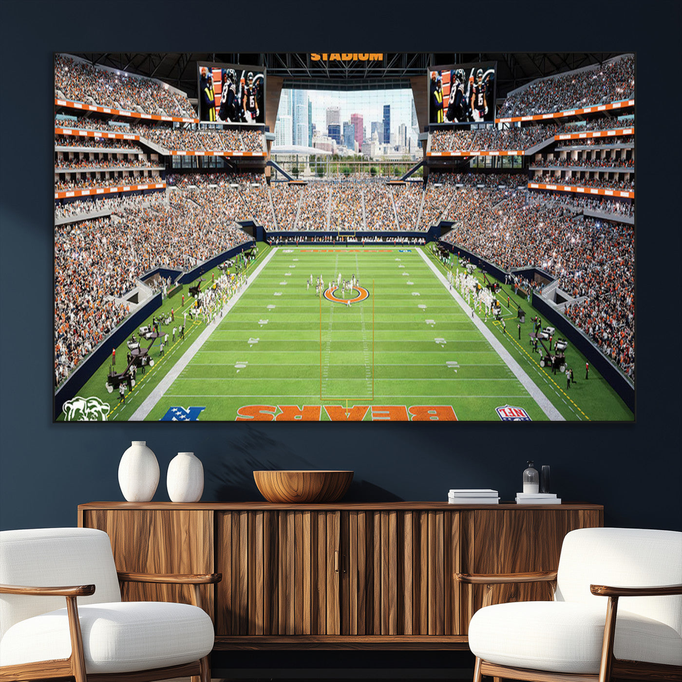 SEG-FC-51X34_Oversize - Chicago Bears Soldiers Field Wall Art Canvas Print – Framed Football Stadium Artwork for Sports