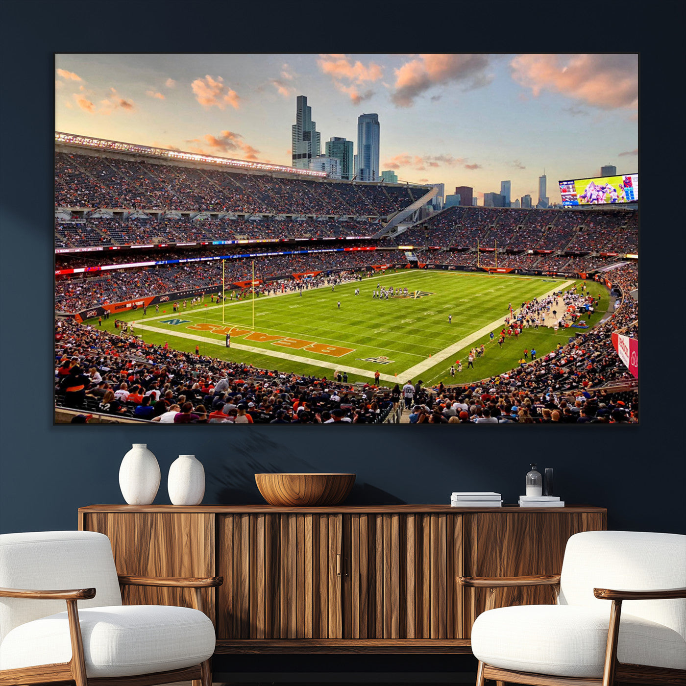 SEG-FC-51X34_Oversize - Chicago Bears Soldiers Field Wall Art Canvas Print – Framed Football Stadium Artwork for Sports