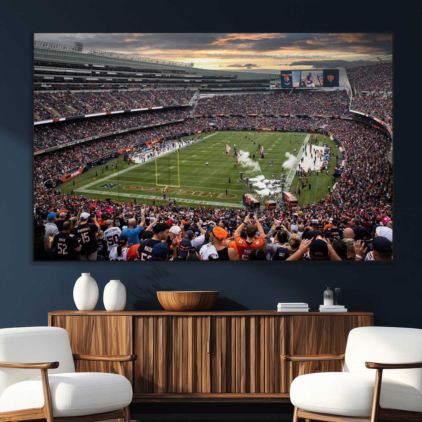 SEG-FC-51X34_Oversize - Chicago Bears Soldiers Field Wall Art Canvas Print – Framed Football Stadium Artwork for Sports