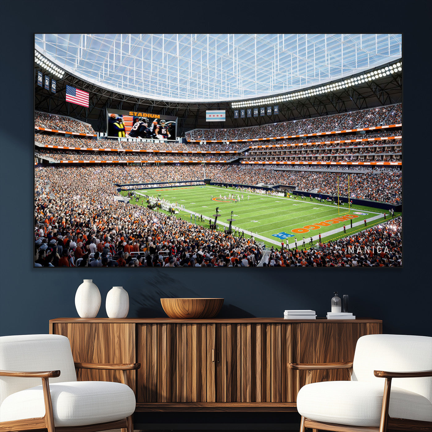 SEG-FC-51X34_Oversize - Chicago Bears Soldiers Field Wall Art Canvas Print – Framed Football Stadium Artwork for Sports