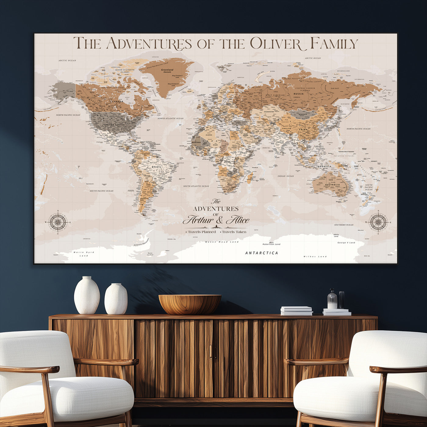SEG-FC-51X34_Oversize - World Travel Map with Pins – Push Pin Maps of Where I've Been, Framed Wall Map for Travel Memories,