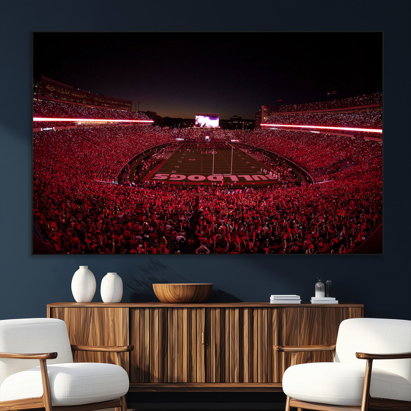 Dooley Stadium Wall Art Print, Sports Arena Canvas Wall Art, Dooley Field at Sanford Stadium Canvas Print, Modern Athletic Field Art Printing