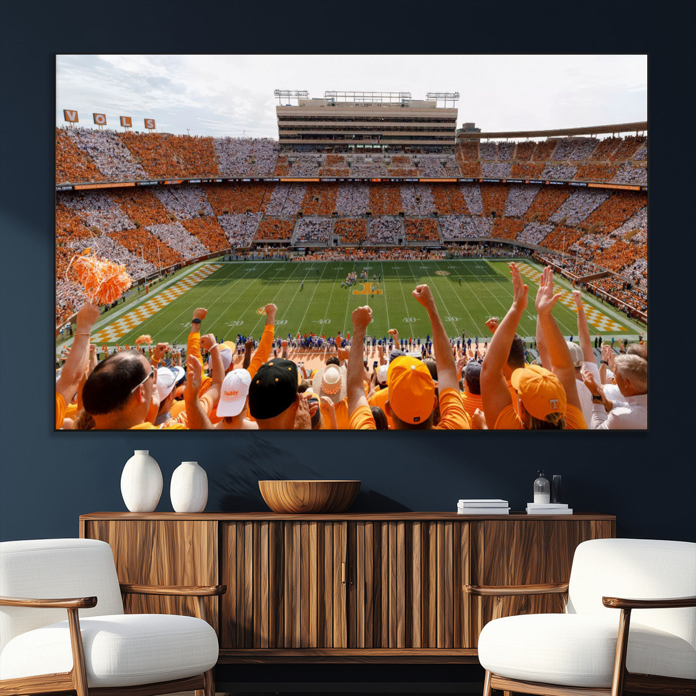 76011417-MGV-CV-36X24-Tennessee Neyland Stadium Wall Art Print, Sports Arena Canvas Wall Art, Panoramic Stadium Canvas Print, Modern Athletic Field Art Printing