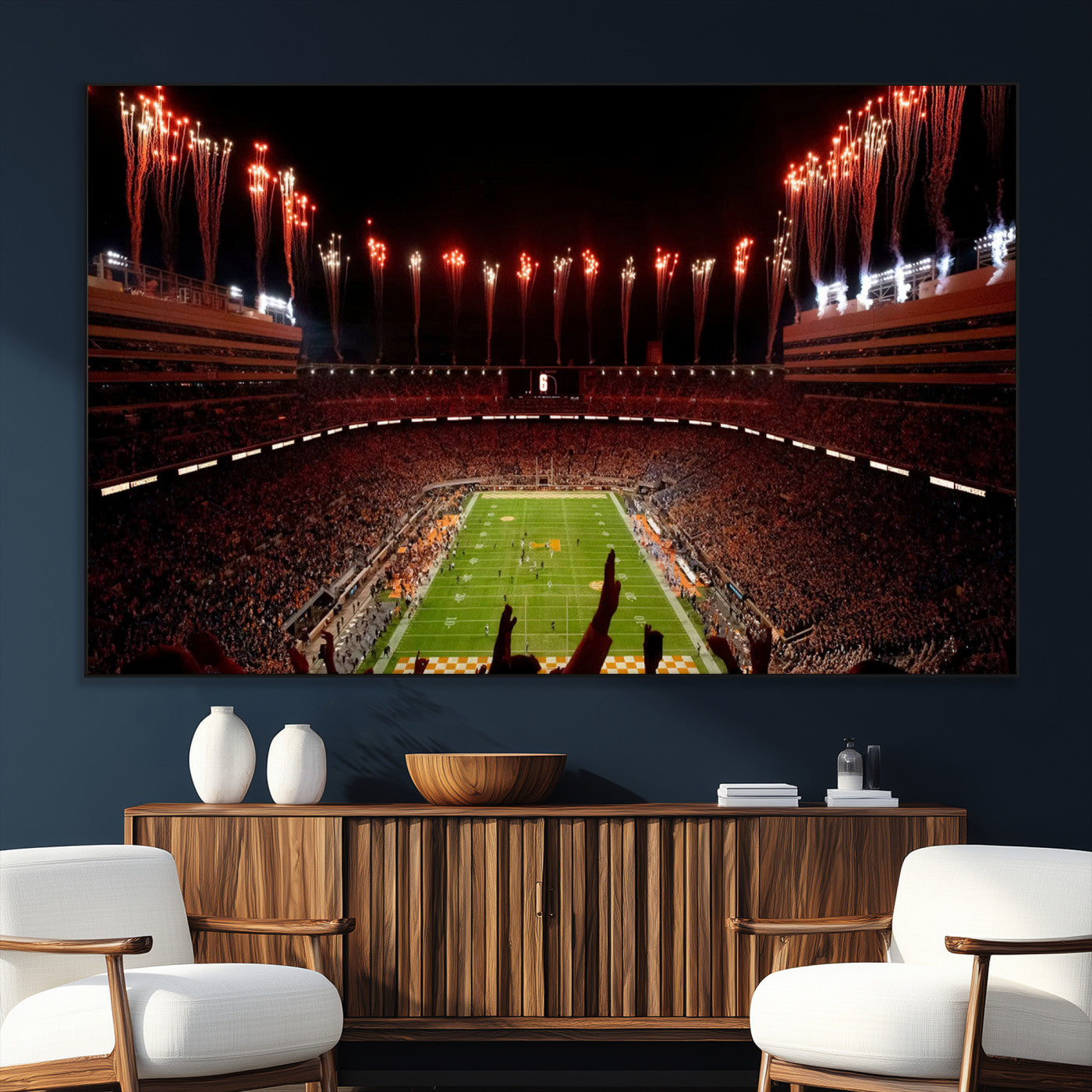 73358115-MGV-CV-36X24-Tennessee Neyland Stadium Wall Art Print, Sports Arena Canvas Wall Art, Panoramic Stadium Canvas Print, Modern Athletic Field Art Printing