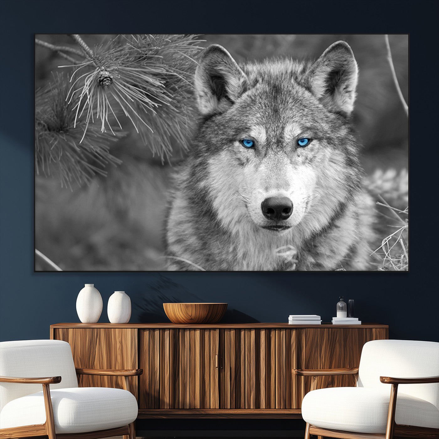 SEG-FC-51X34_Oversize - Wild Wolf Blue Eye Wall Art Canvas Print