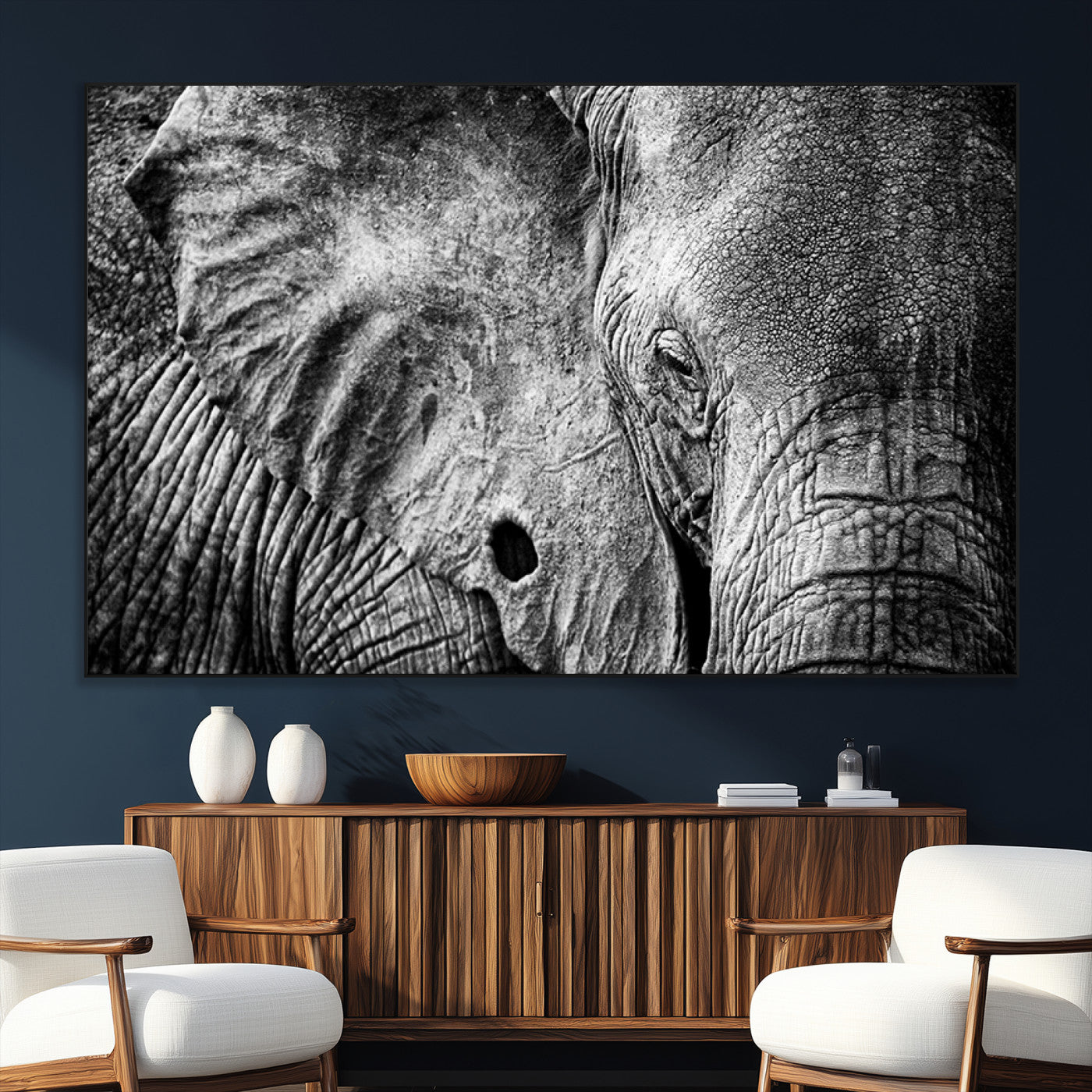 SEG-FC-51X34_Oversize - Wild Old Elephant Wall Art Canvas Print