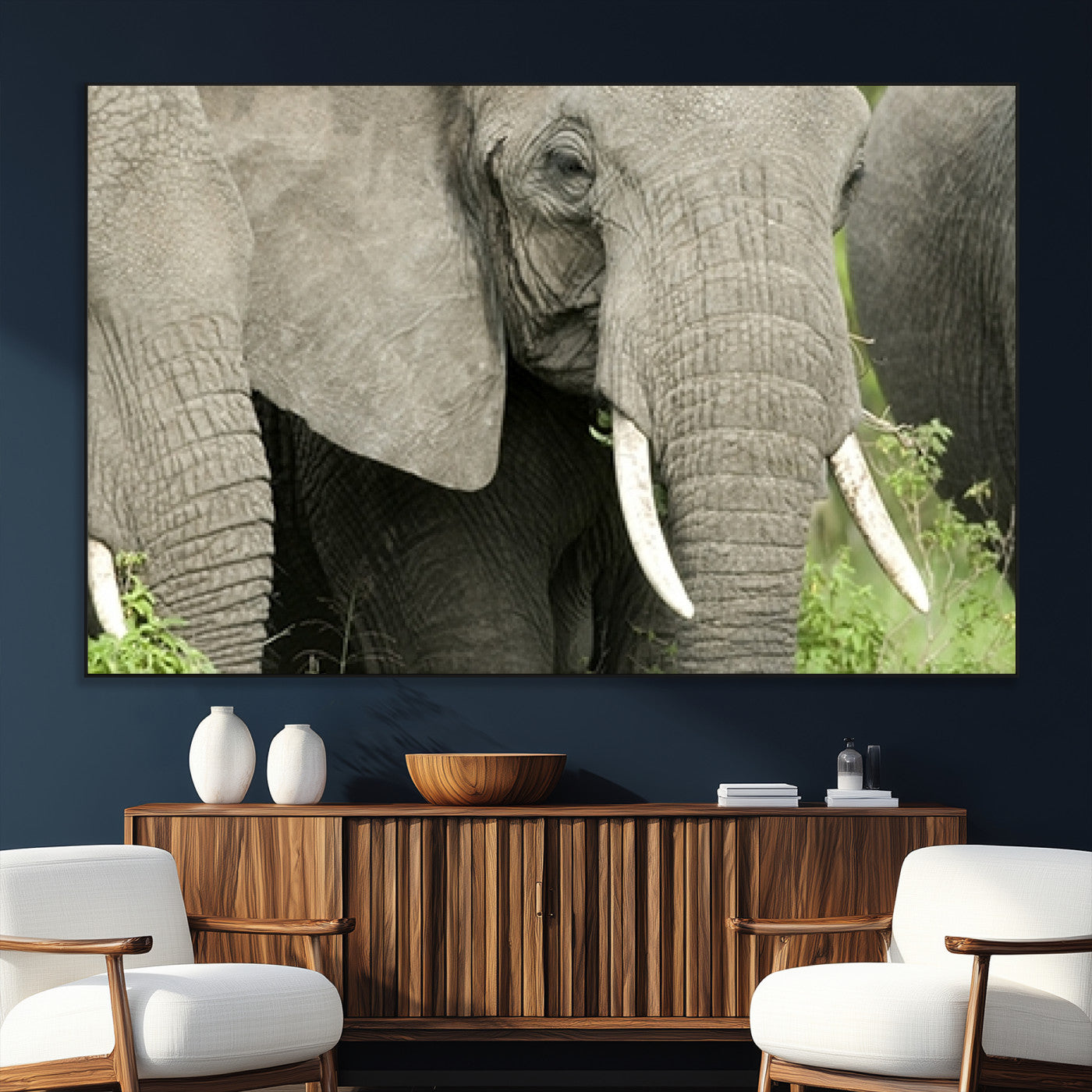 SEG-FC-51X34_Oversize - Wild Elephant Wall Art Canvas Print