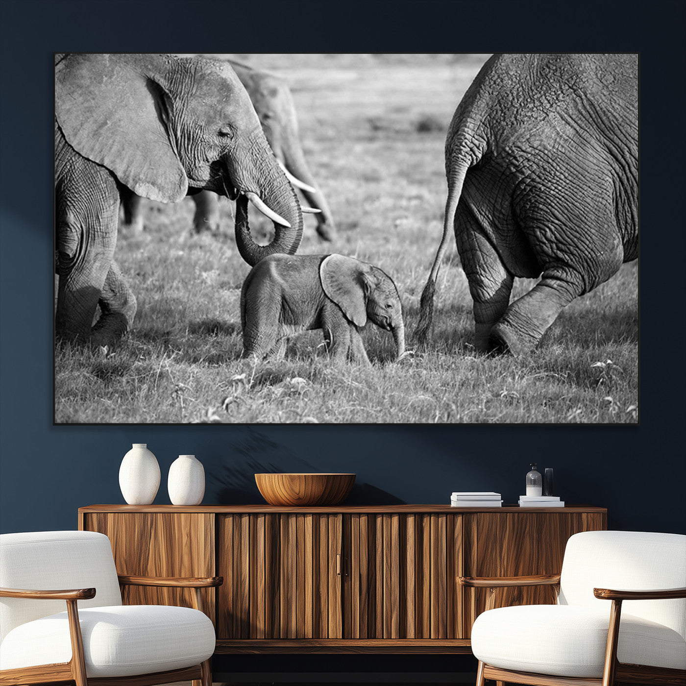 SEG-FC-51X34_Oversize - Wild Elephant Wall Art Canvas Print