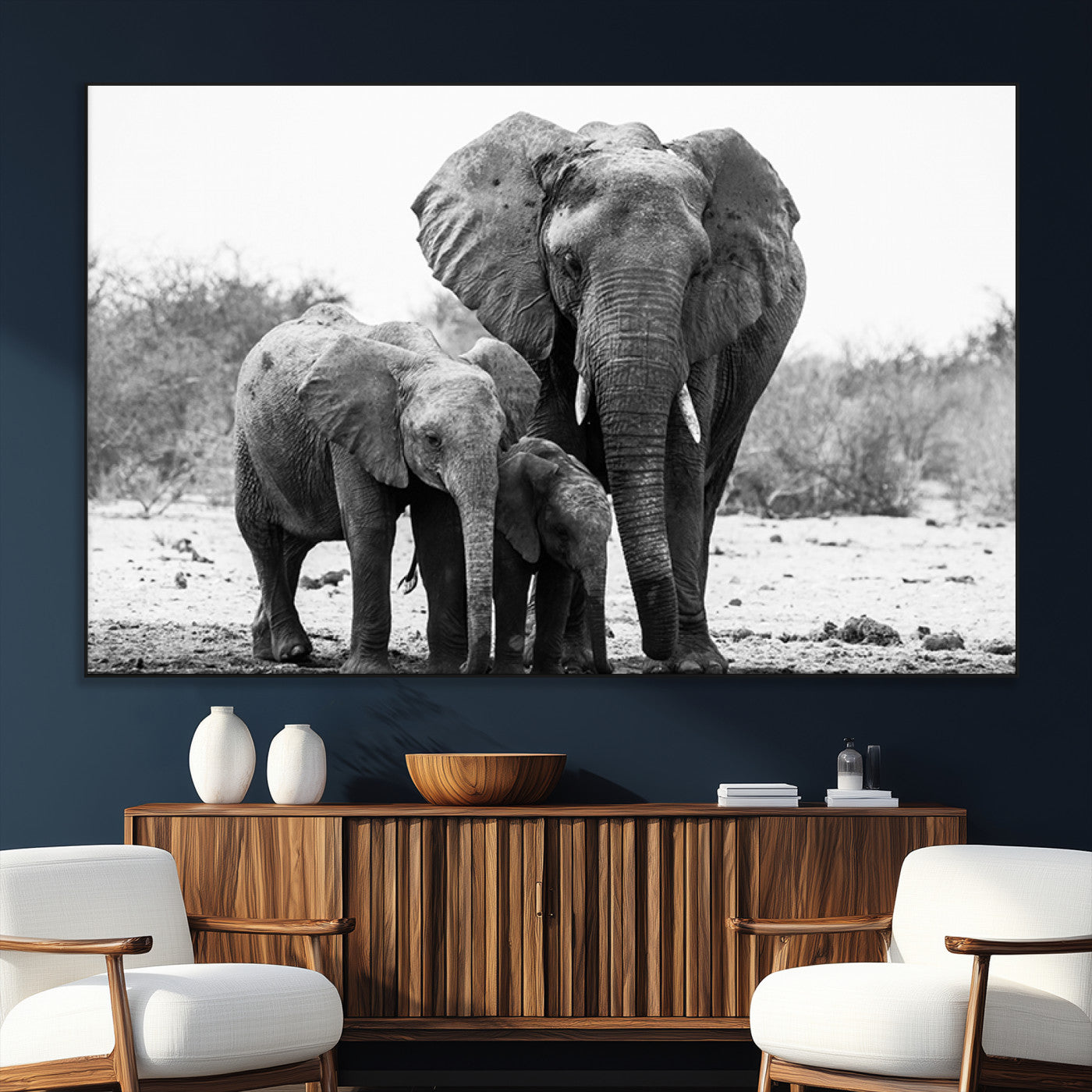 SEG-FC-51X34_Oversize - Elephant Family Africa Wall Art Canvas Print