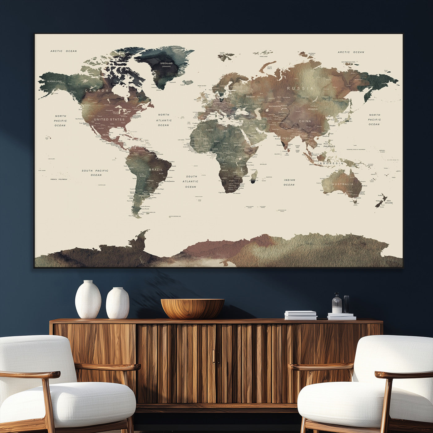 SEG-FC-51X34_Oversize - World Map Wall Art Canvas Print for Home and Office Decor