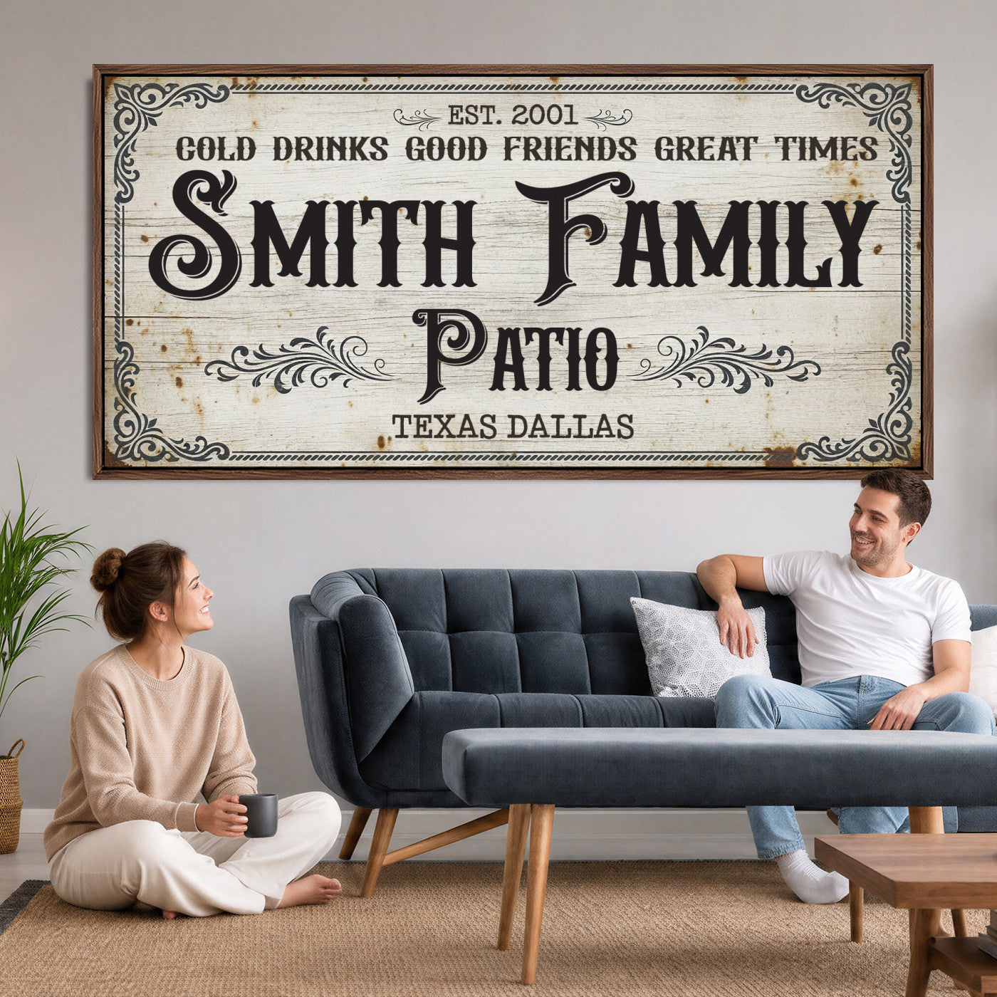 82858529-PAN-FL-20X10 - Custom Bar Sign Wall Art Canvas Print