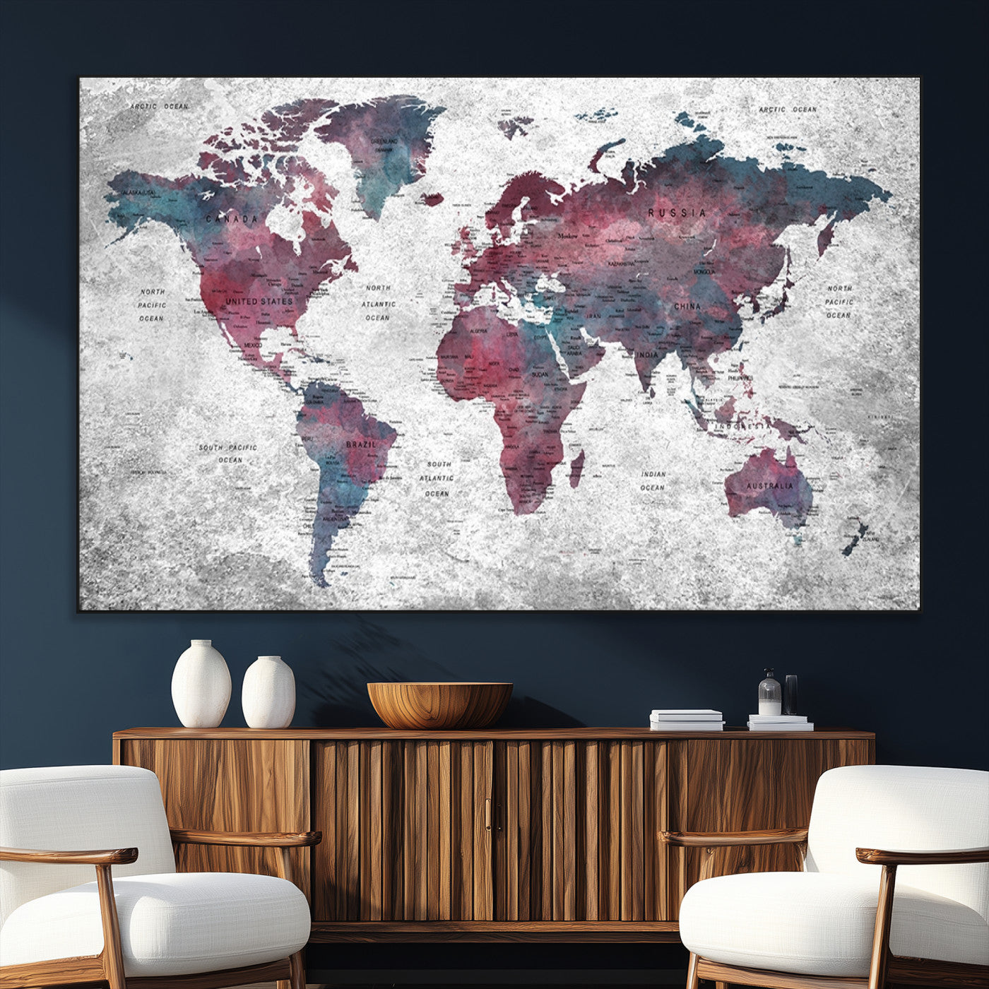 SEG-FC-51X34_Oversize - World Map Wall Art Canvas Print for Home and Office Decor