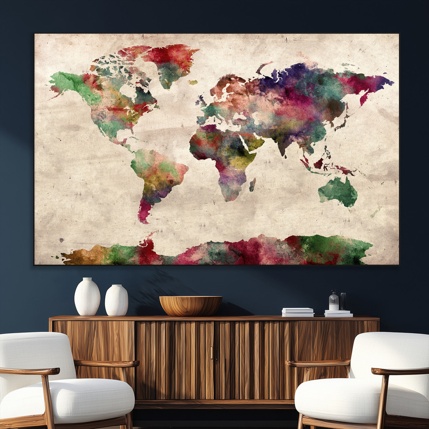 SEG-FC-51X34_Oversize - World Map Wall Art Canvas Print for Home and Office Decor