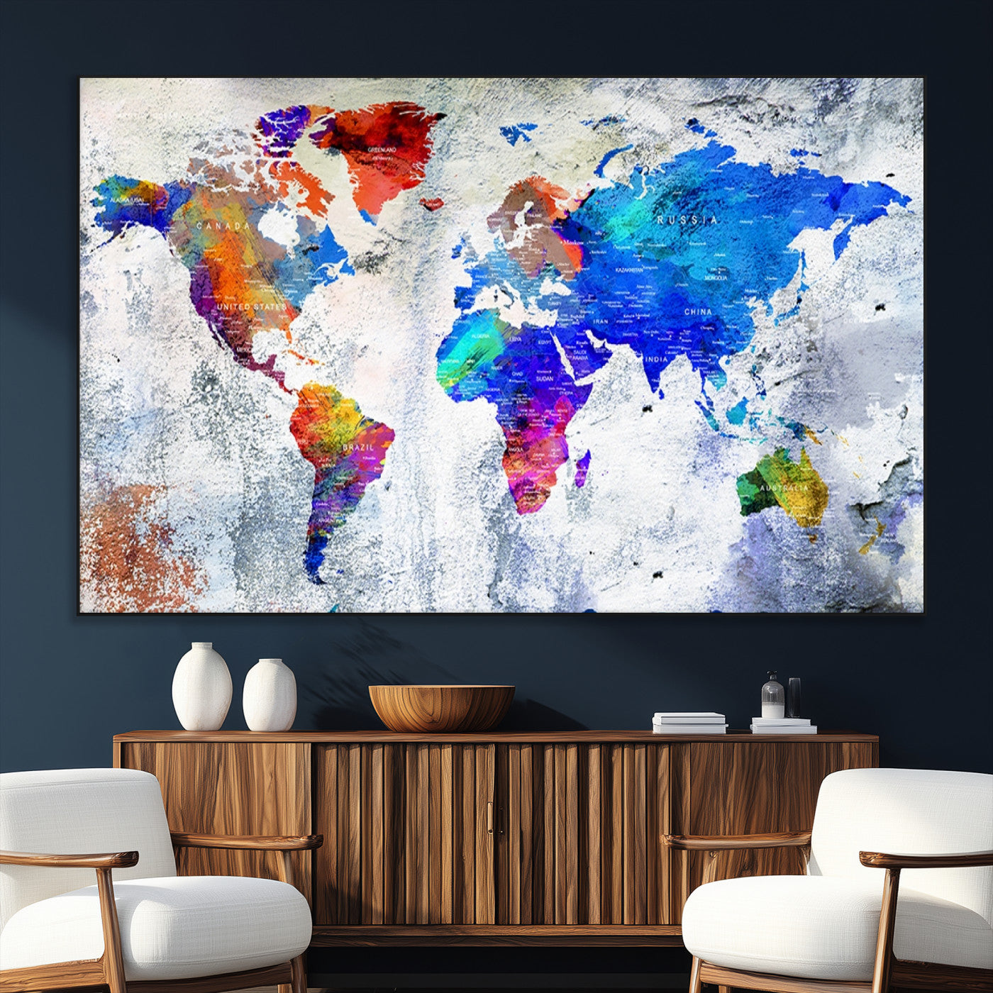 SEG-FC-51X34_Oversize - World Map Wall Art Canvas Print for Home and Office Decor
