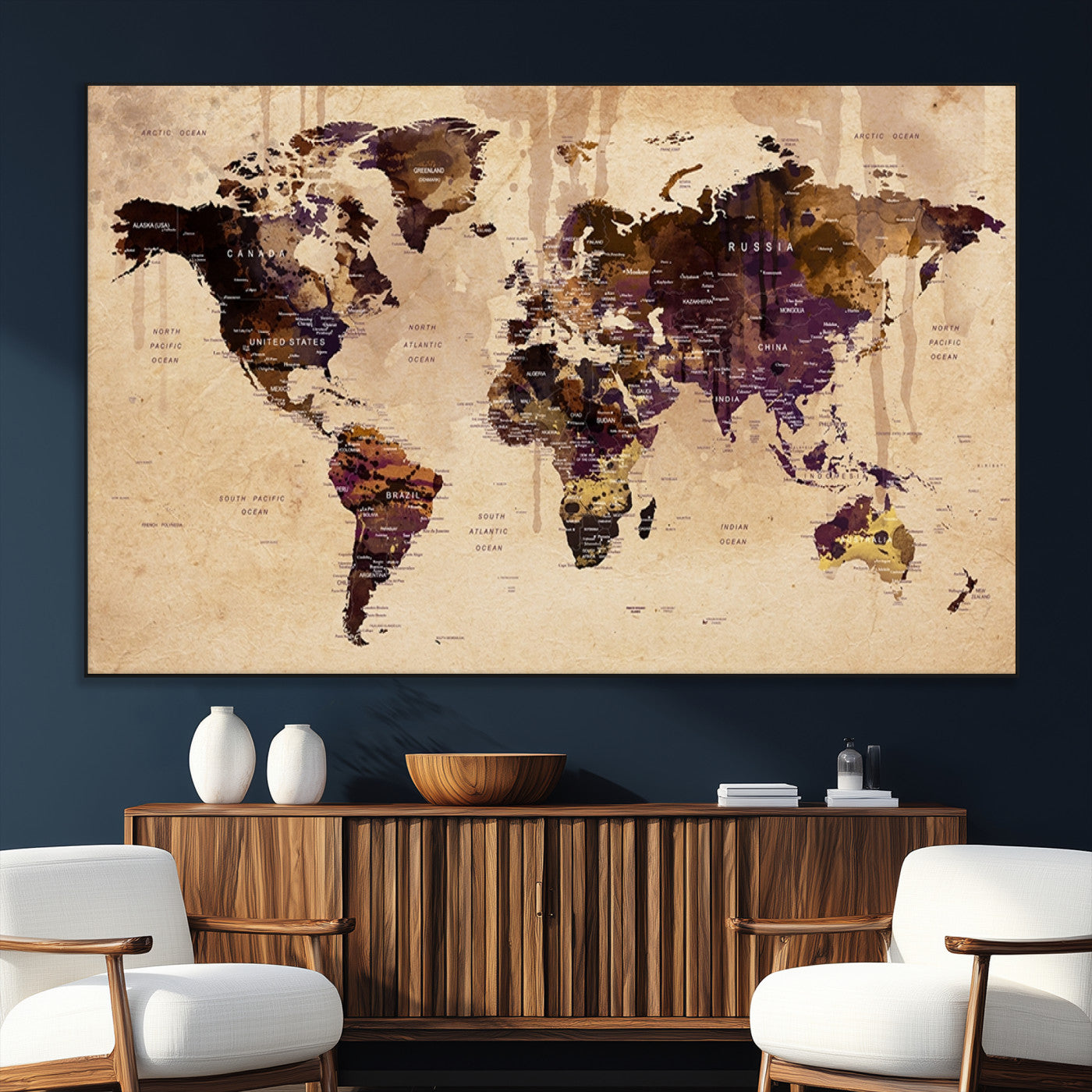 SEG-FC-51X34_Oversize - World Map Wall Art Canvas Print for Home and Office Decor