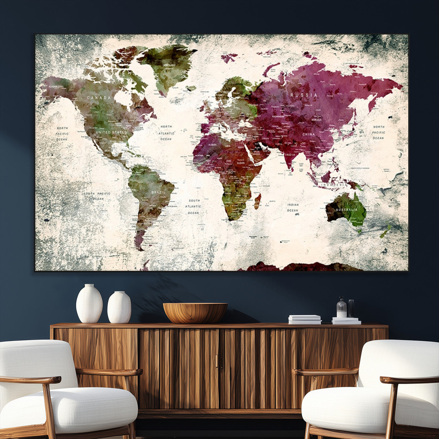SEG-FC-51X34_Oversize - World Map Wall Art Canvas Print for Home and Office Decor