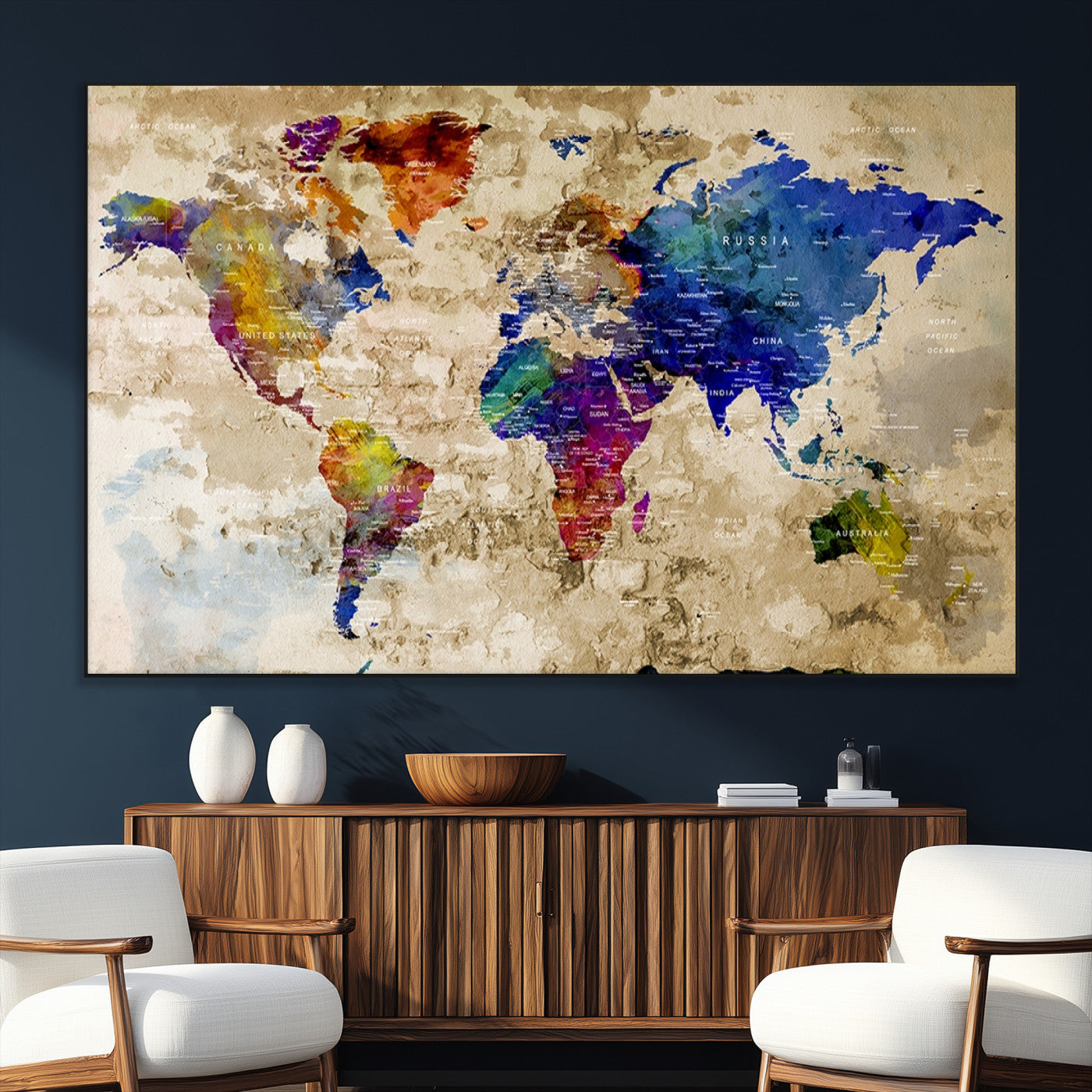 SEG-FC-51X34_Oversize - World Map Wall Art Canvas Print for Home and Office Decor