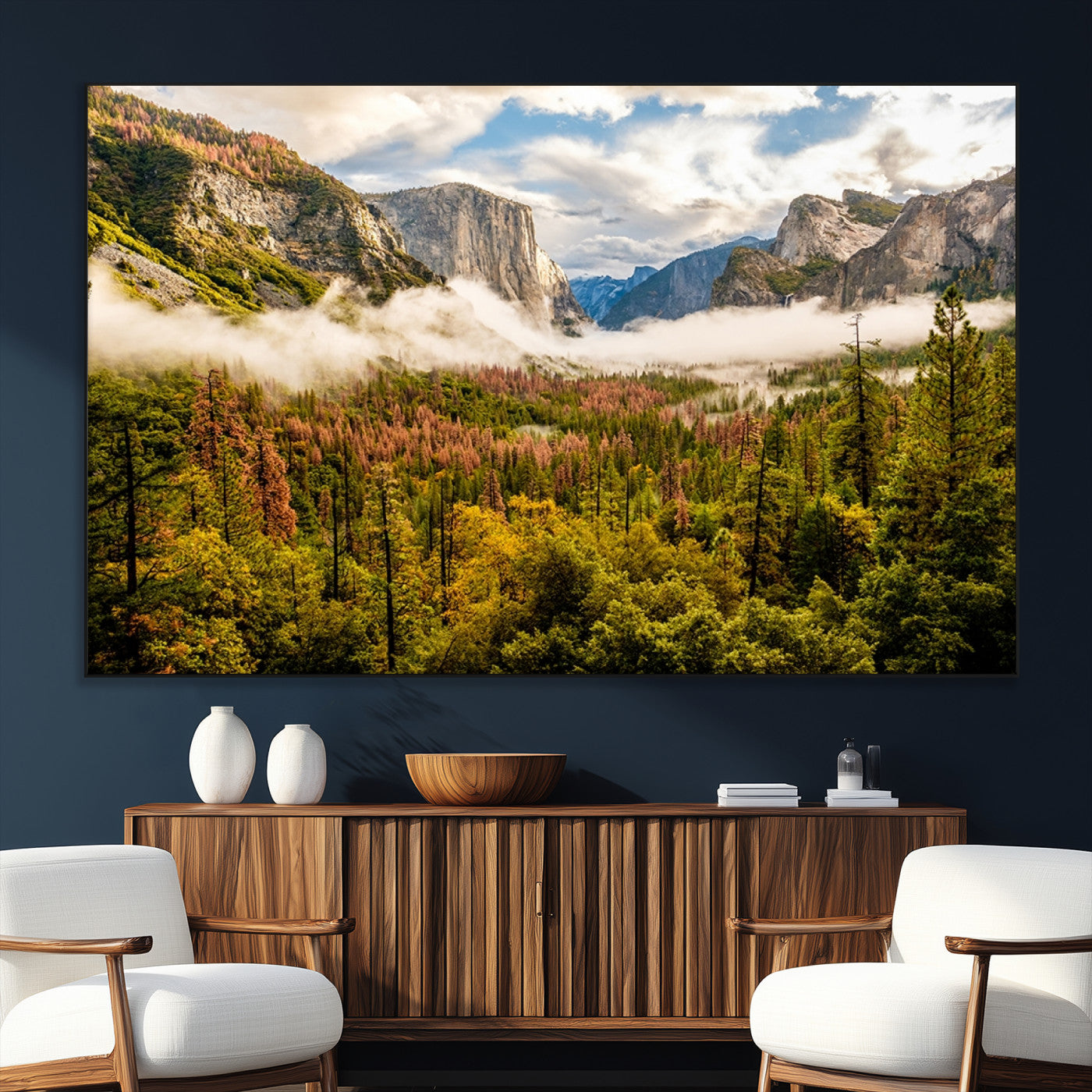SEG-FC-51X34_Oversize - Half Dome Yosemite Canvas Wall Art – Majestic Triptych Landscape Print – National Park Nature Decor